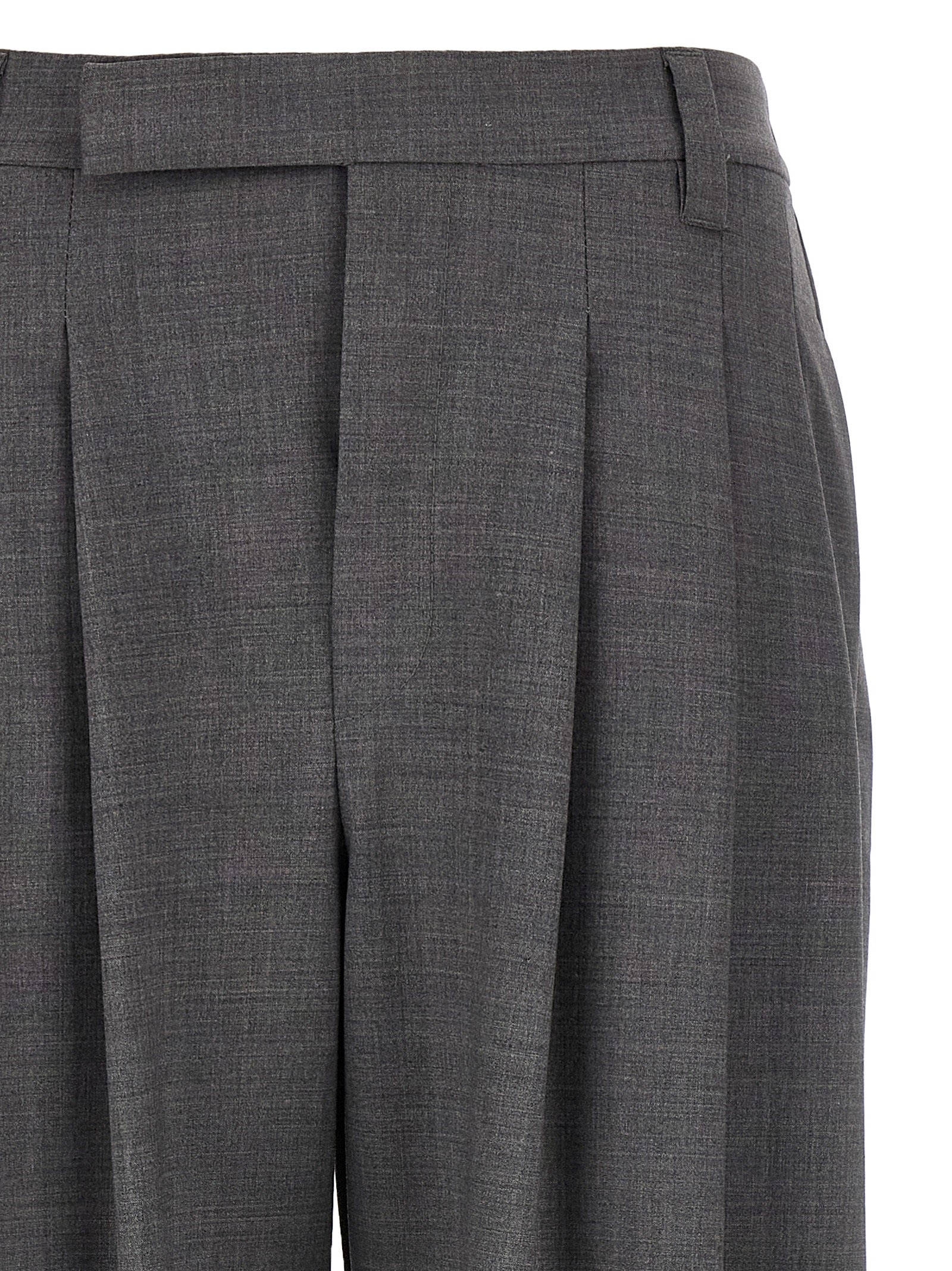Gray Virgin Wool Casual Pants
