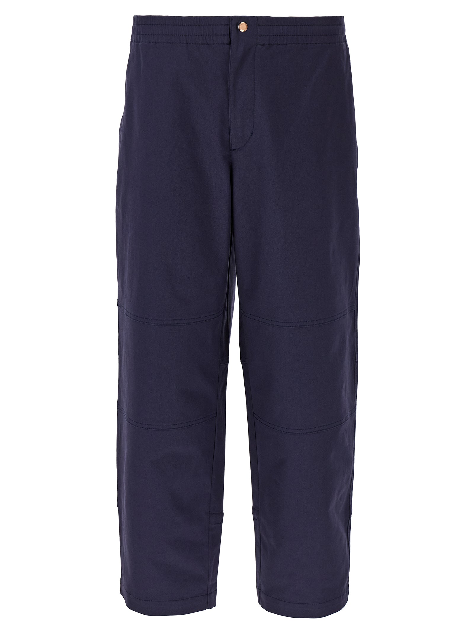 Blue Cotton Casual Pants