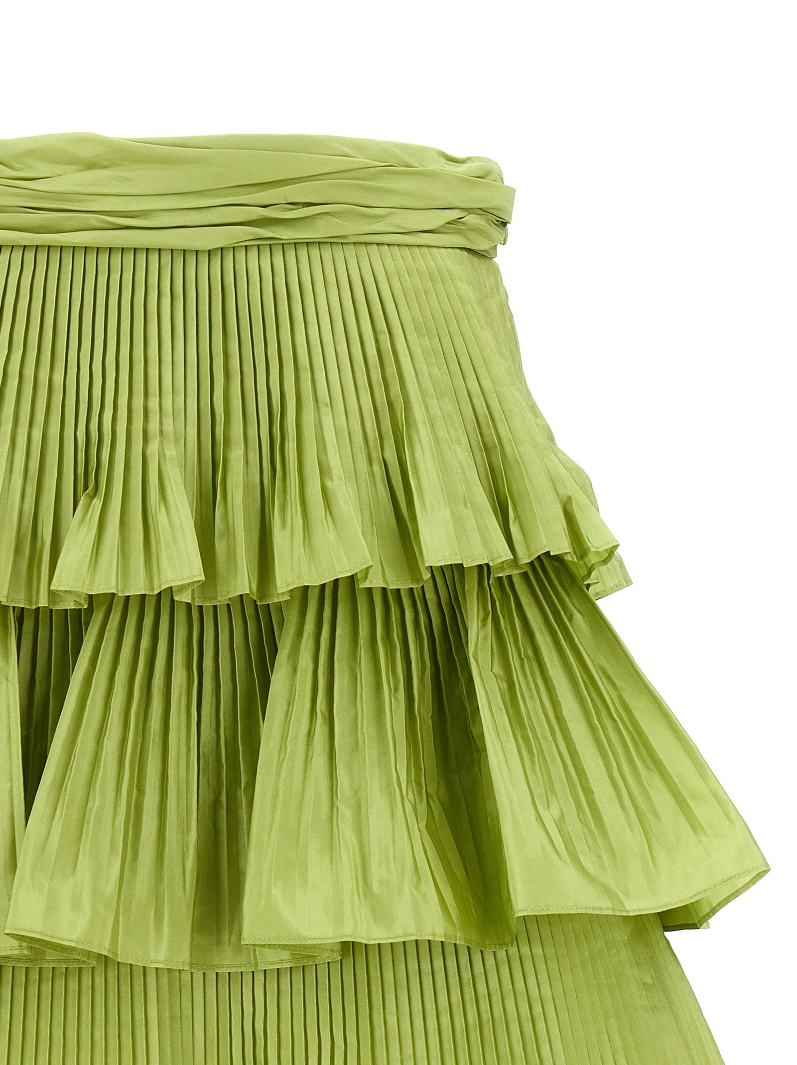 Bicolor Silk Long Skirt