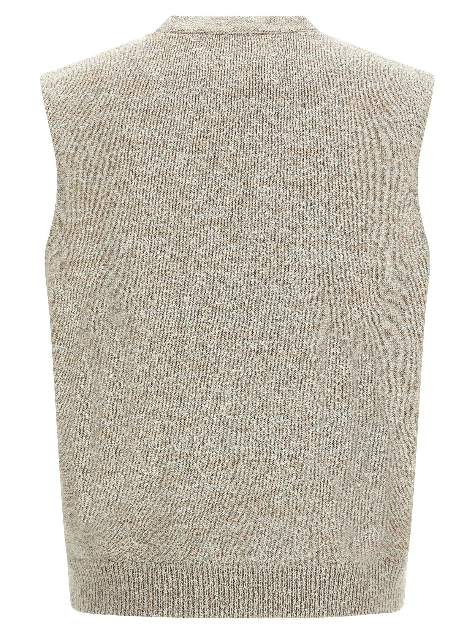 Beige Cotton Sleeveles Sweater