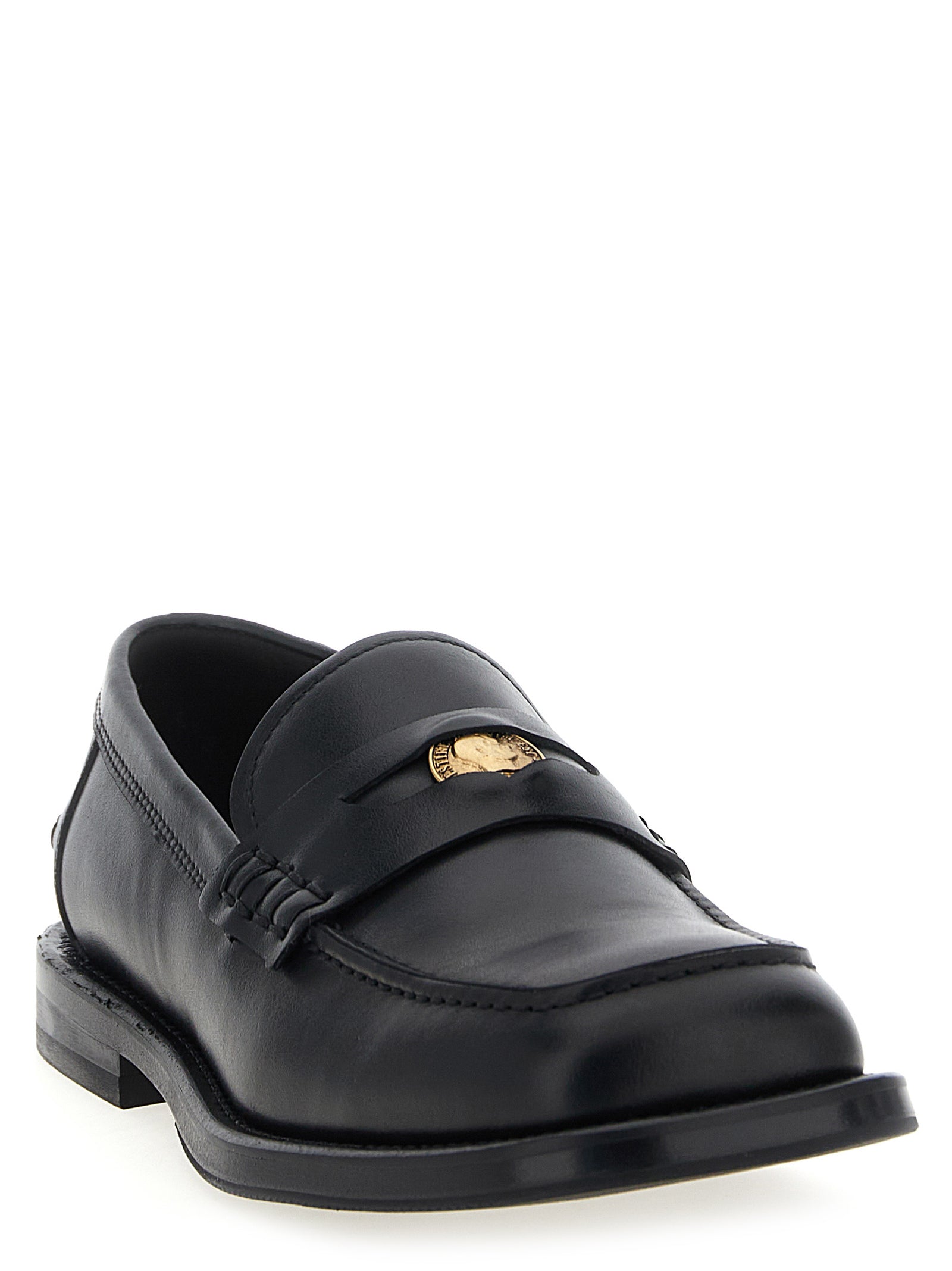 Black Velvet Leather Slip-On Loafers