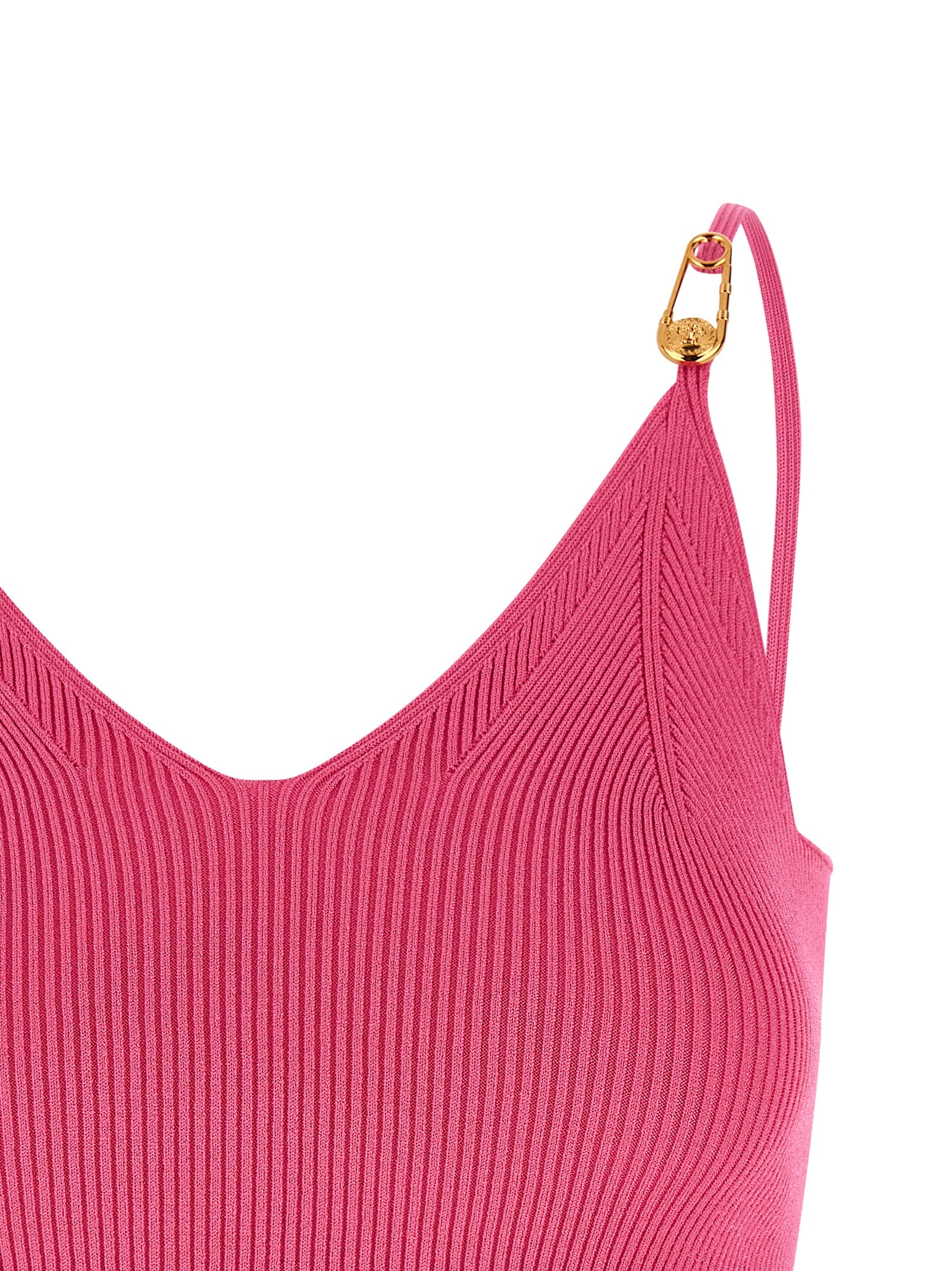 Versace fuchsia ermeløs t-skjorte i viskose