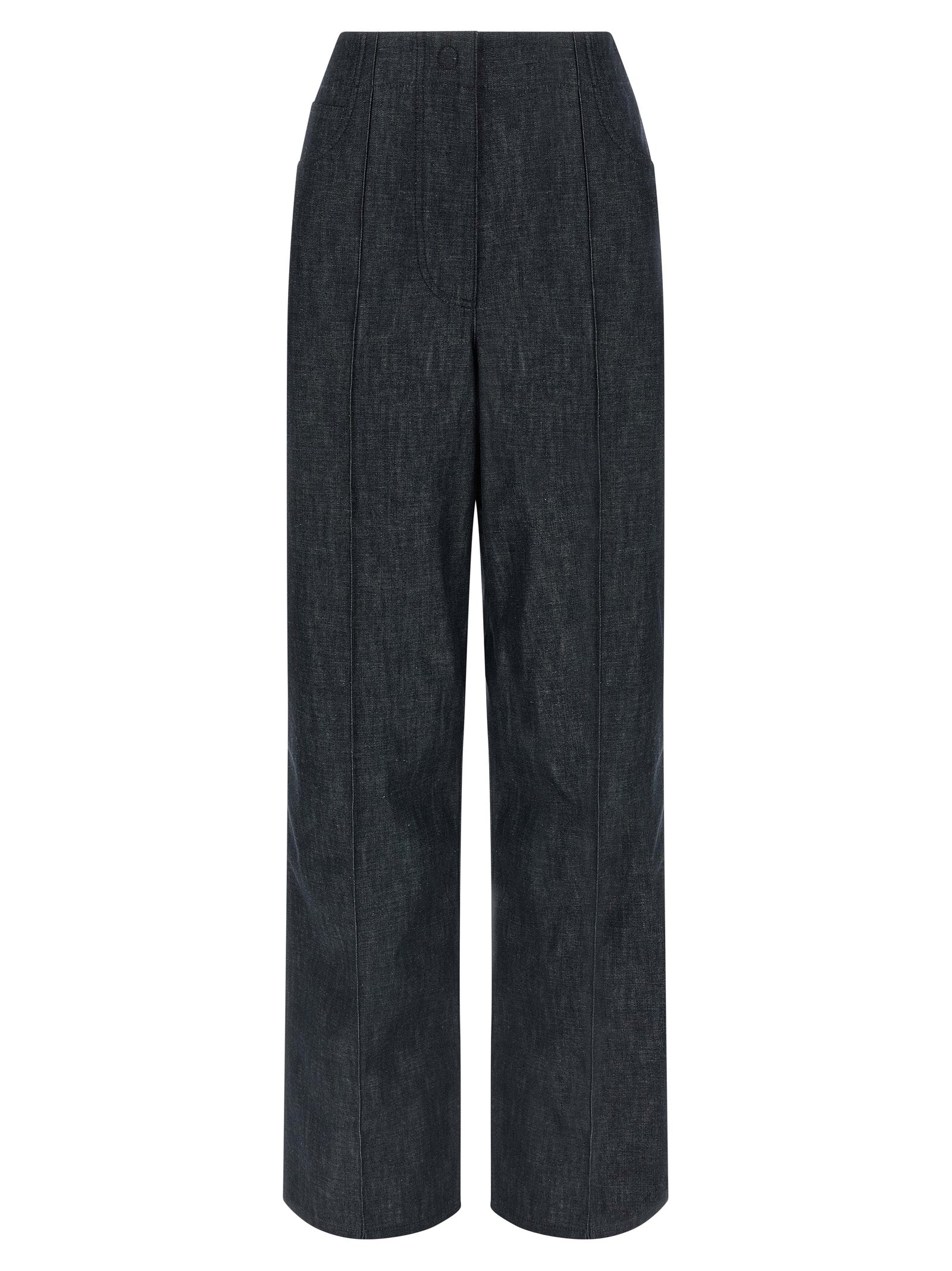 Blue Cotton High-Waisted Jean