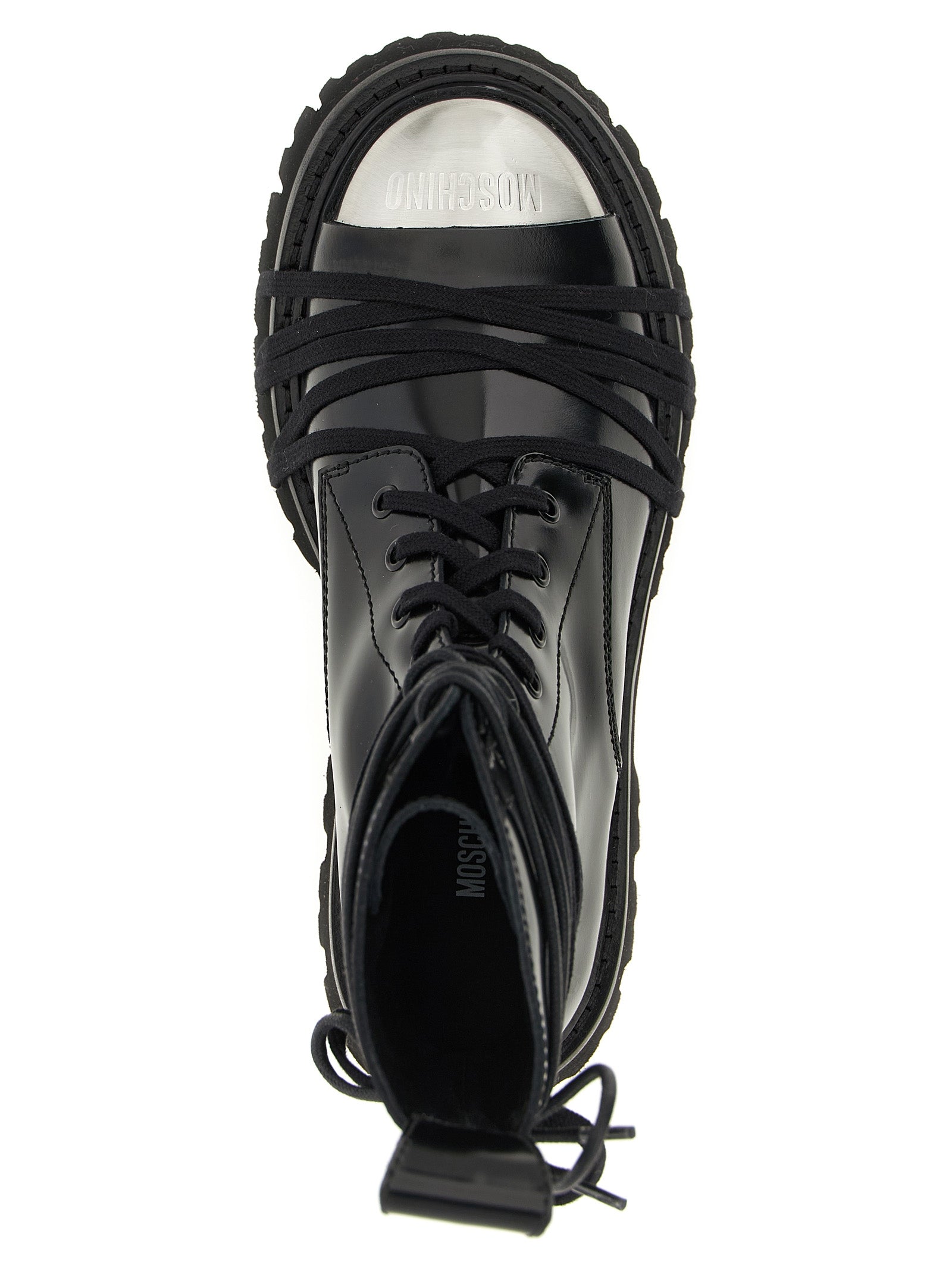 Black Calfskin Lace-Up Boots