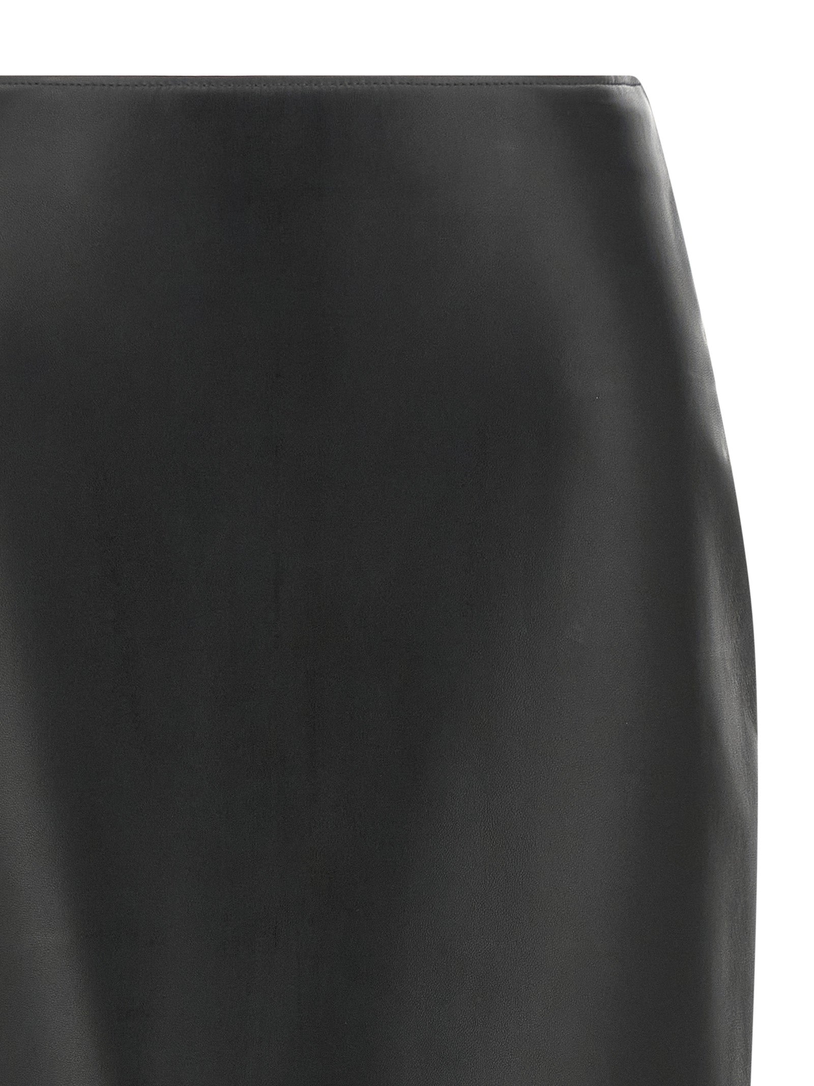 Black Lamb Leather Midi Skirt
