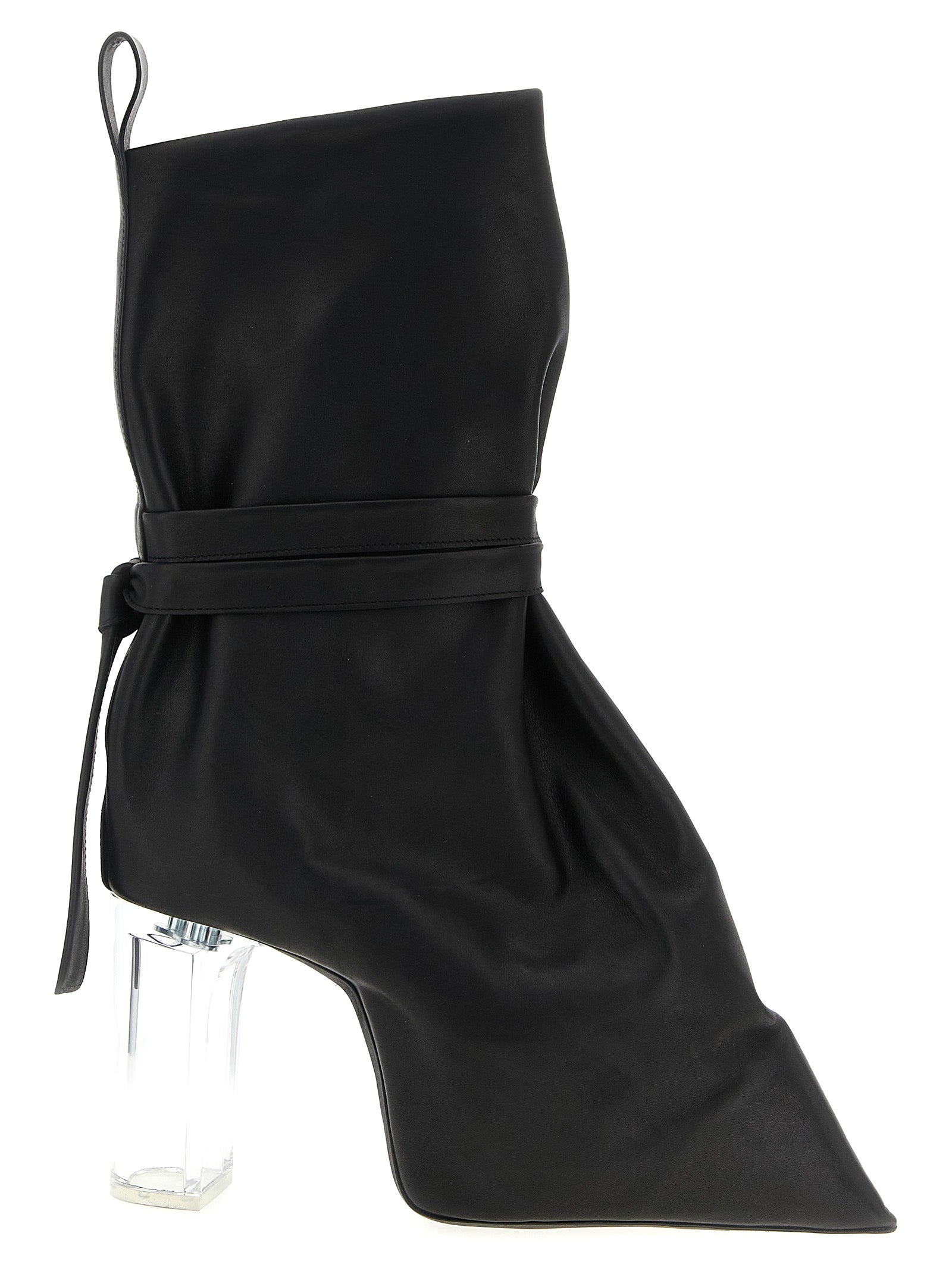 Black Cowhide Ankle Boots