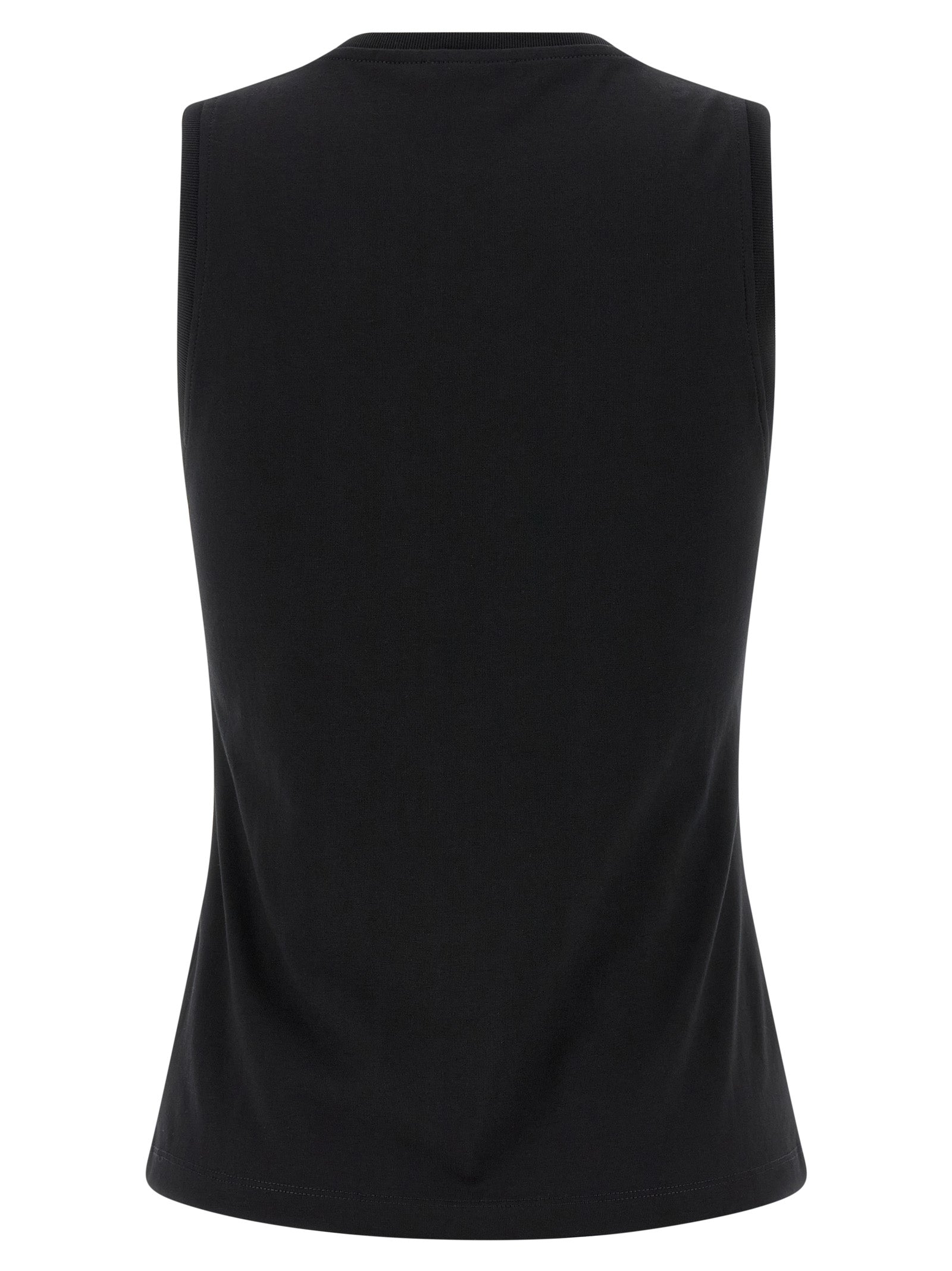 Black Cotton Sleeveles T-Shirt