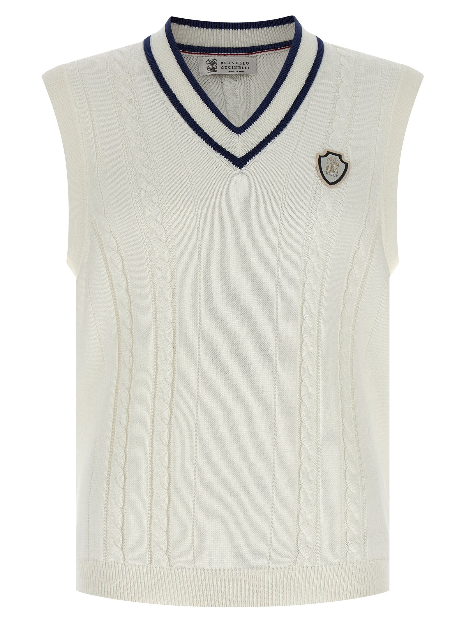 White Cotton Sleeveles Sweater