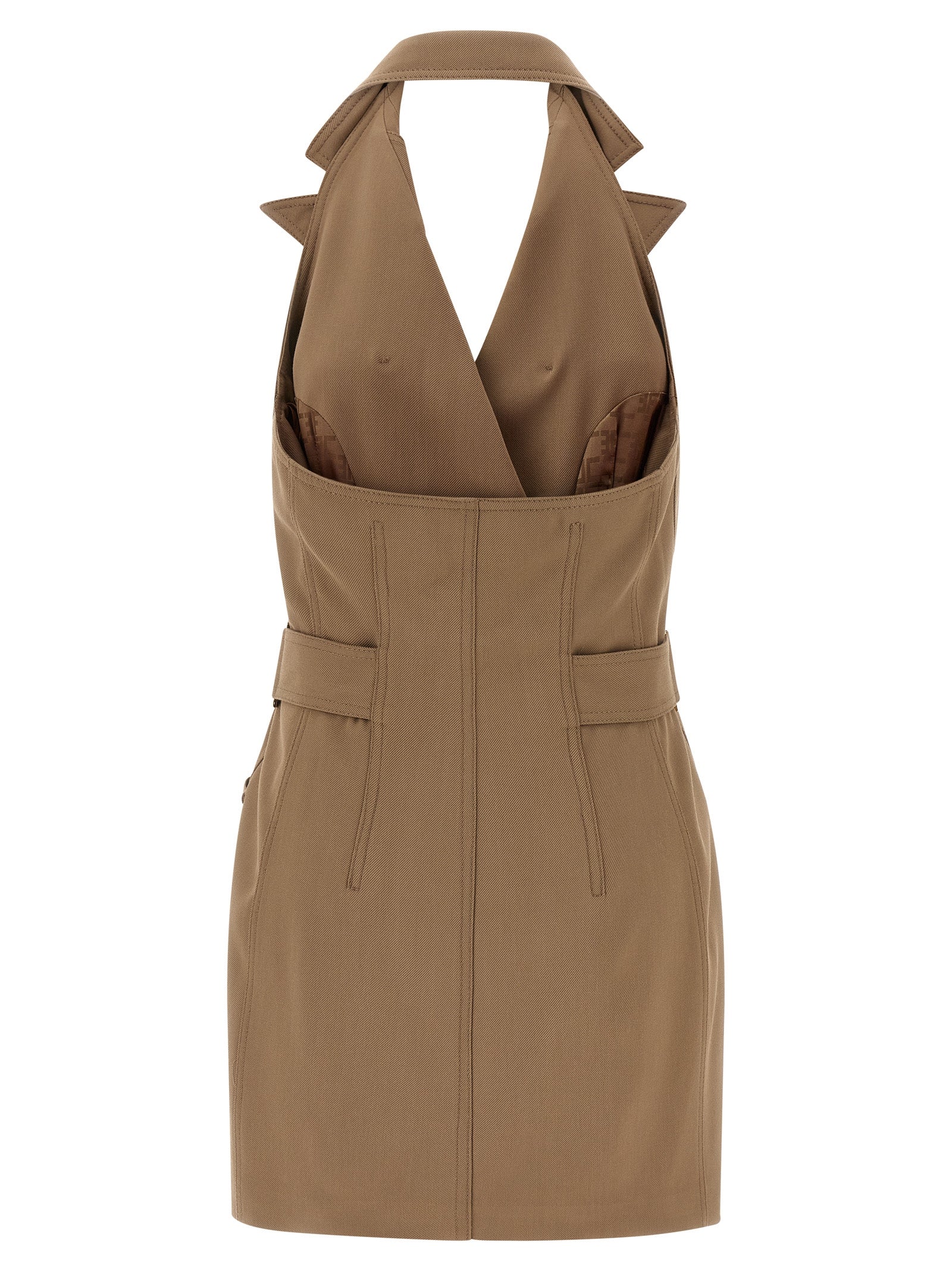 Beige Viscose Short Dress