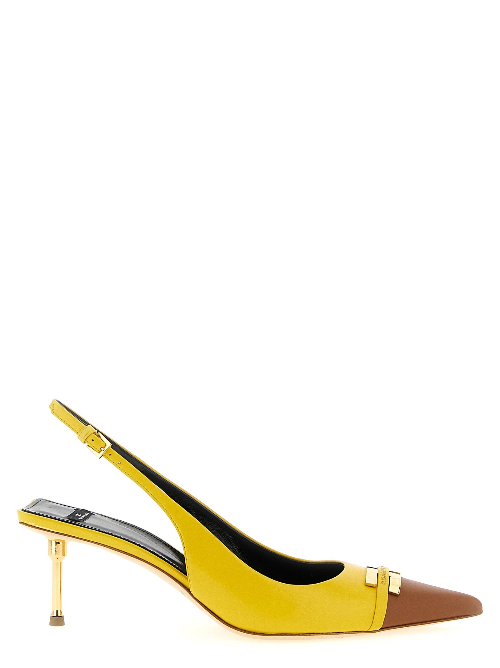 Bicolor Leather Mid Heel Pumps