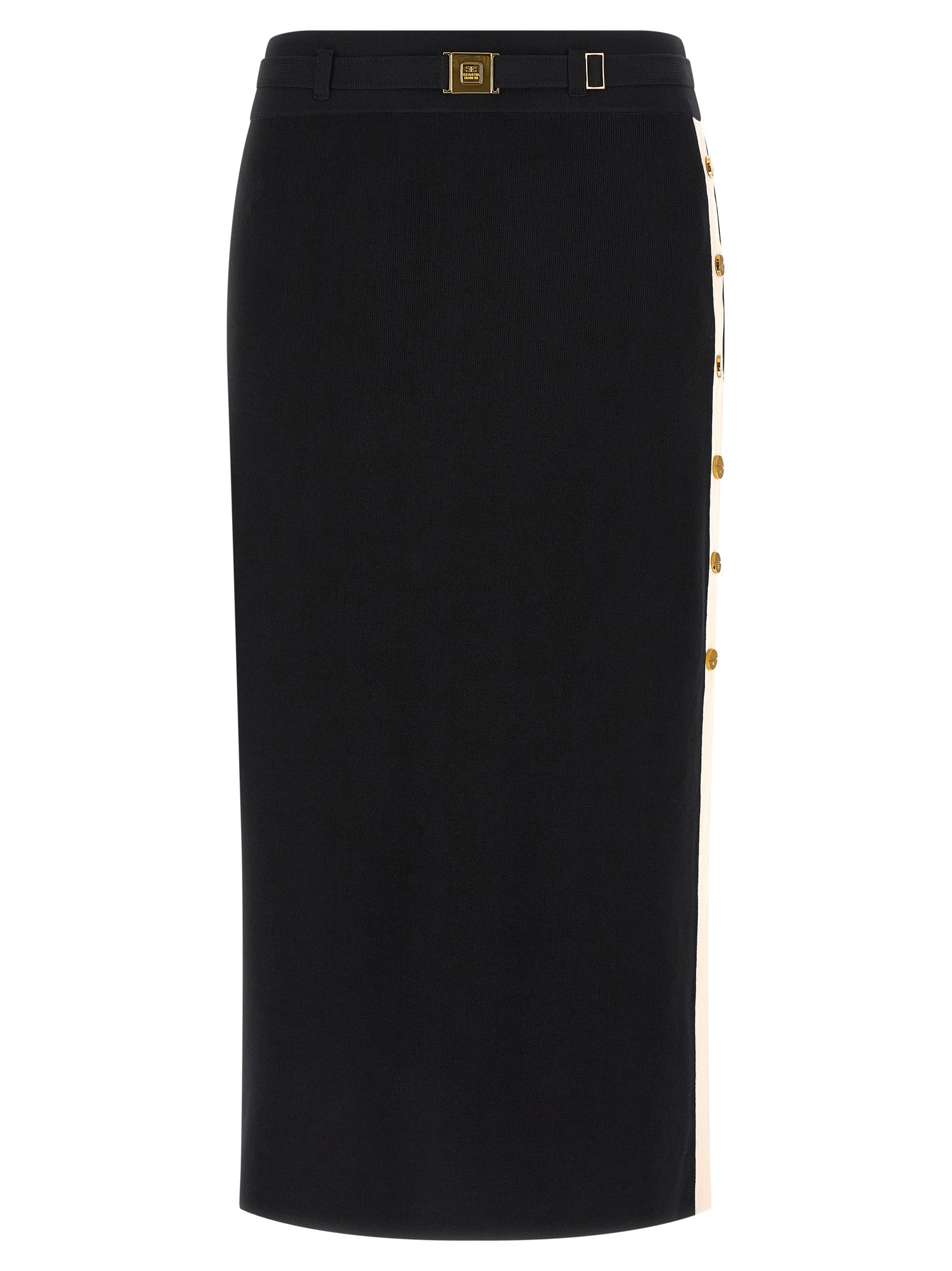 Black Viscose Midi Skirt