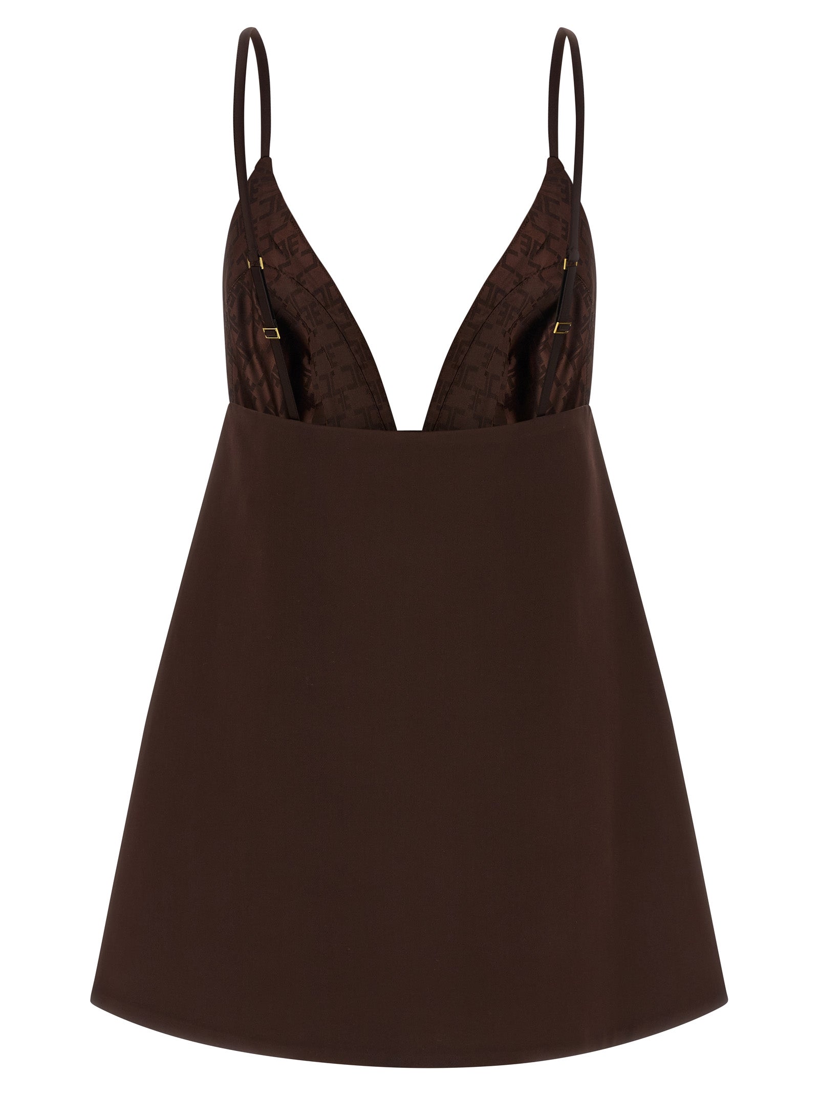 Brown Polyester Short Dress
