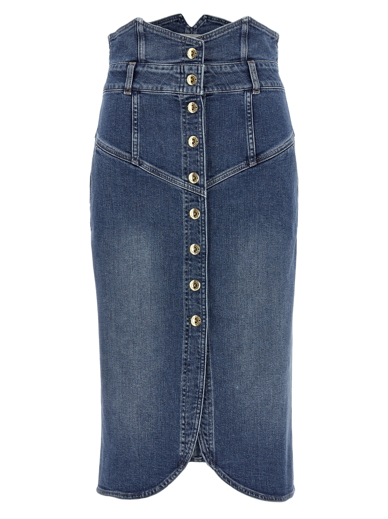 Blue Cotton Midi Skirt