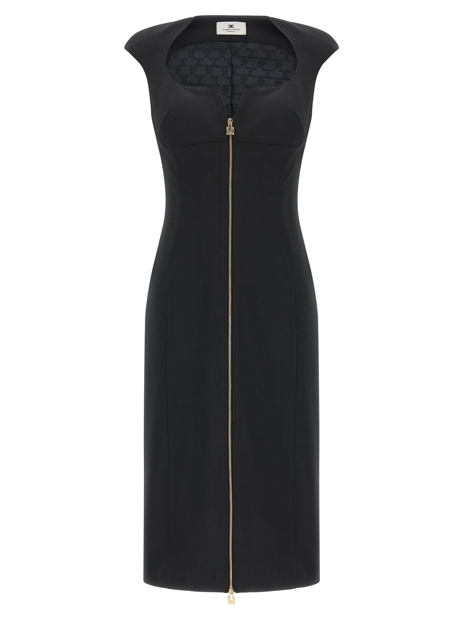 Black Polyester Midi Dress