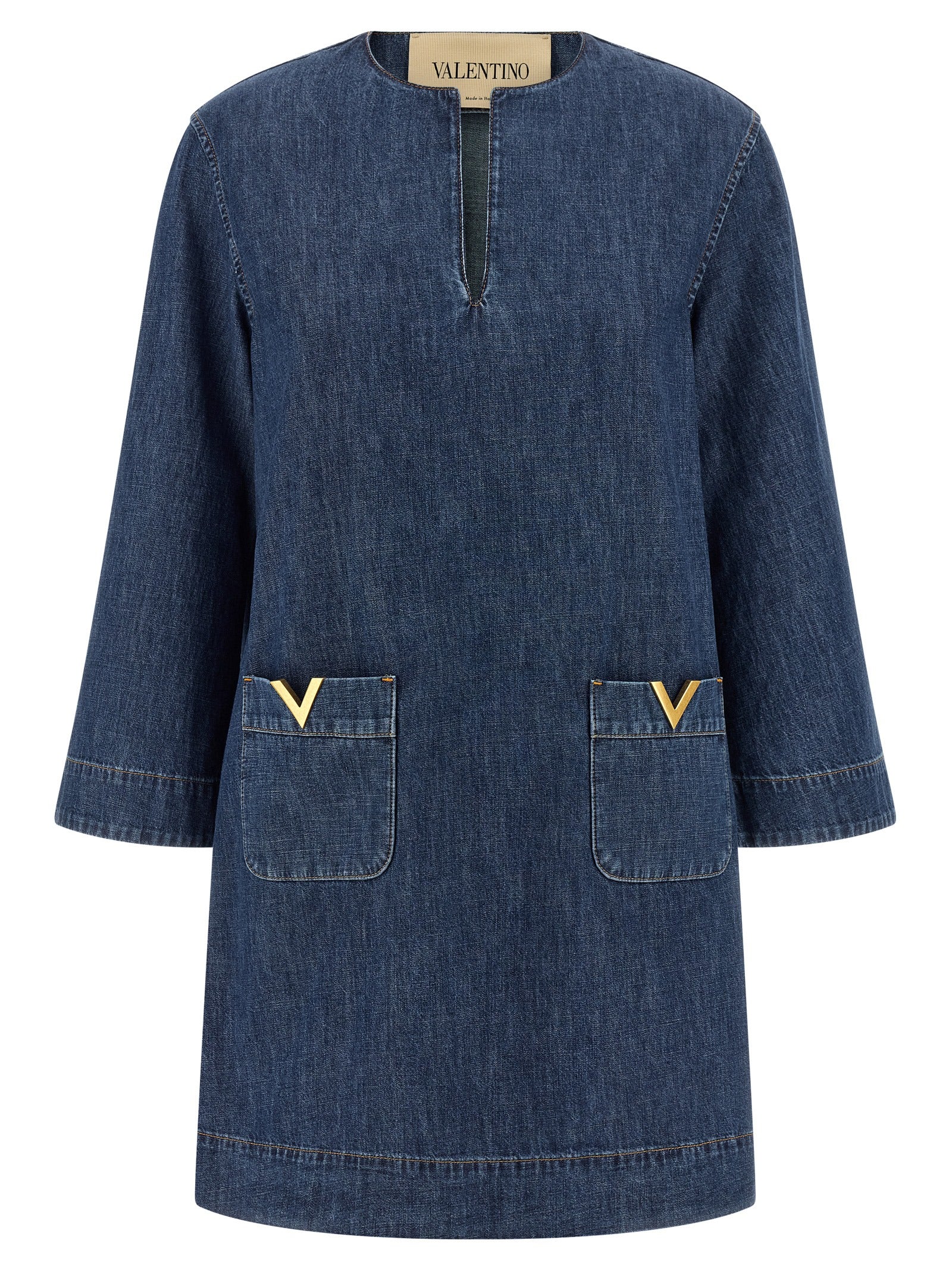 Blue Cotton Short Dress