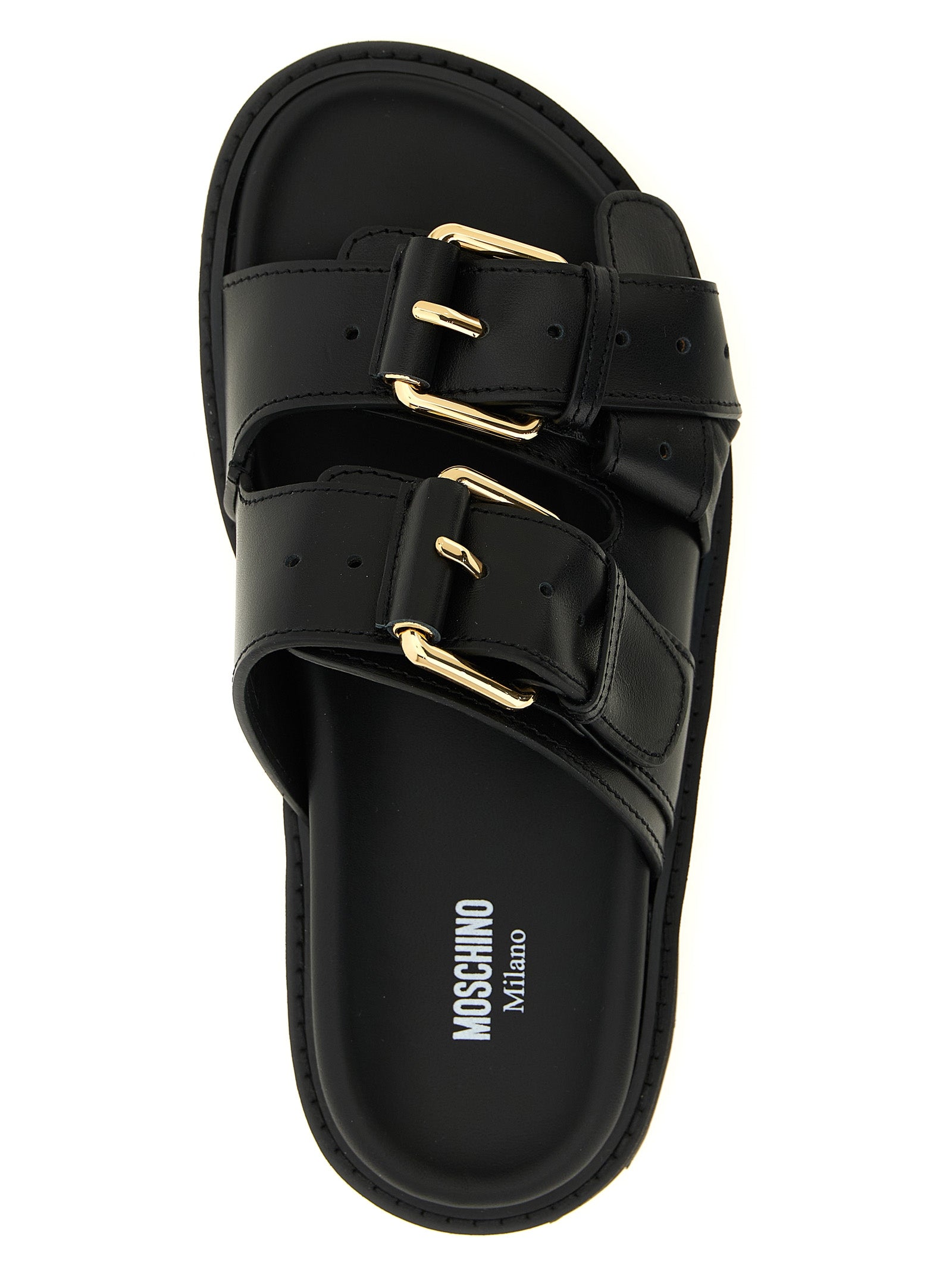 Black Calfskin Slides