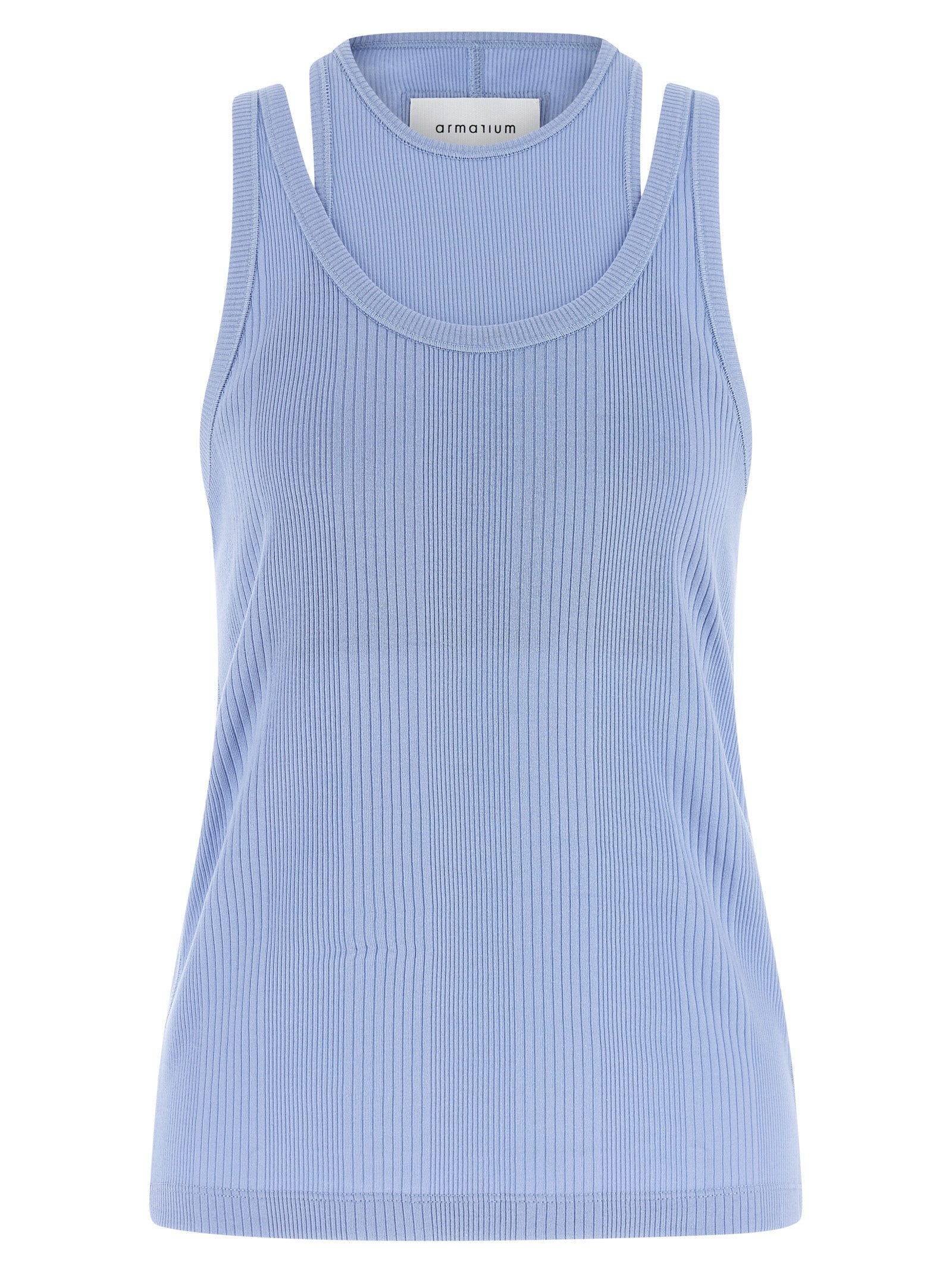 Blue Cotton Sleeveles T-Shirt