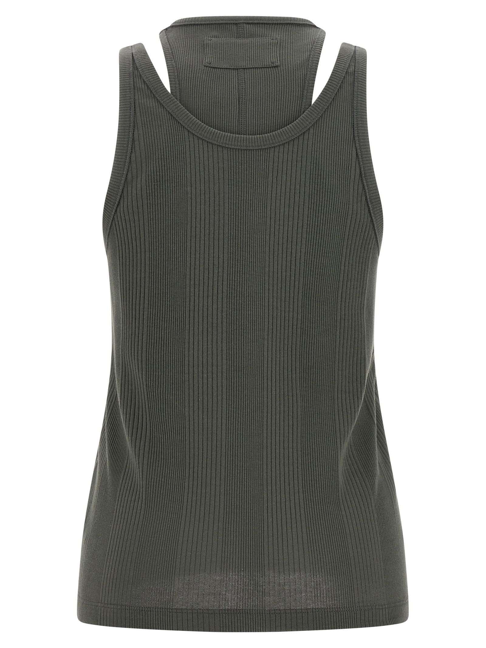 Gray Cotton Sleeveles T-Shirt