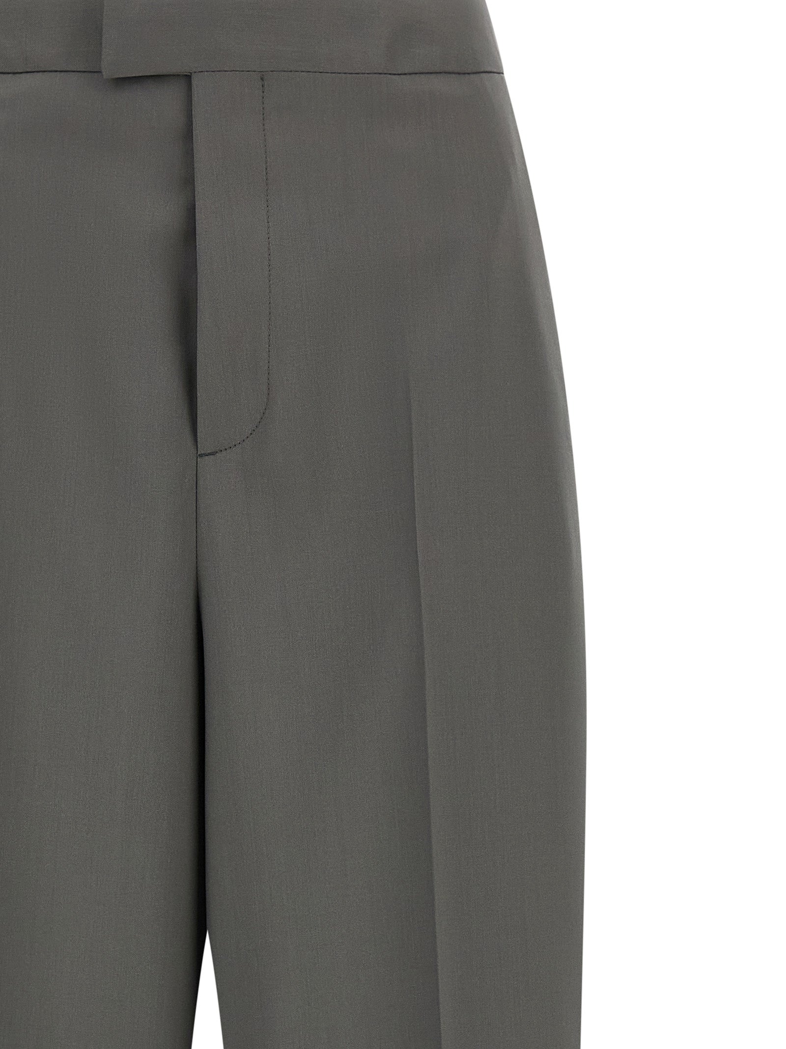 Gray Virgin Wool Dress Pants