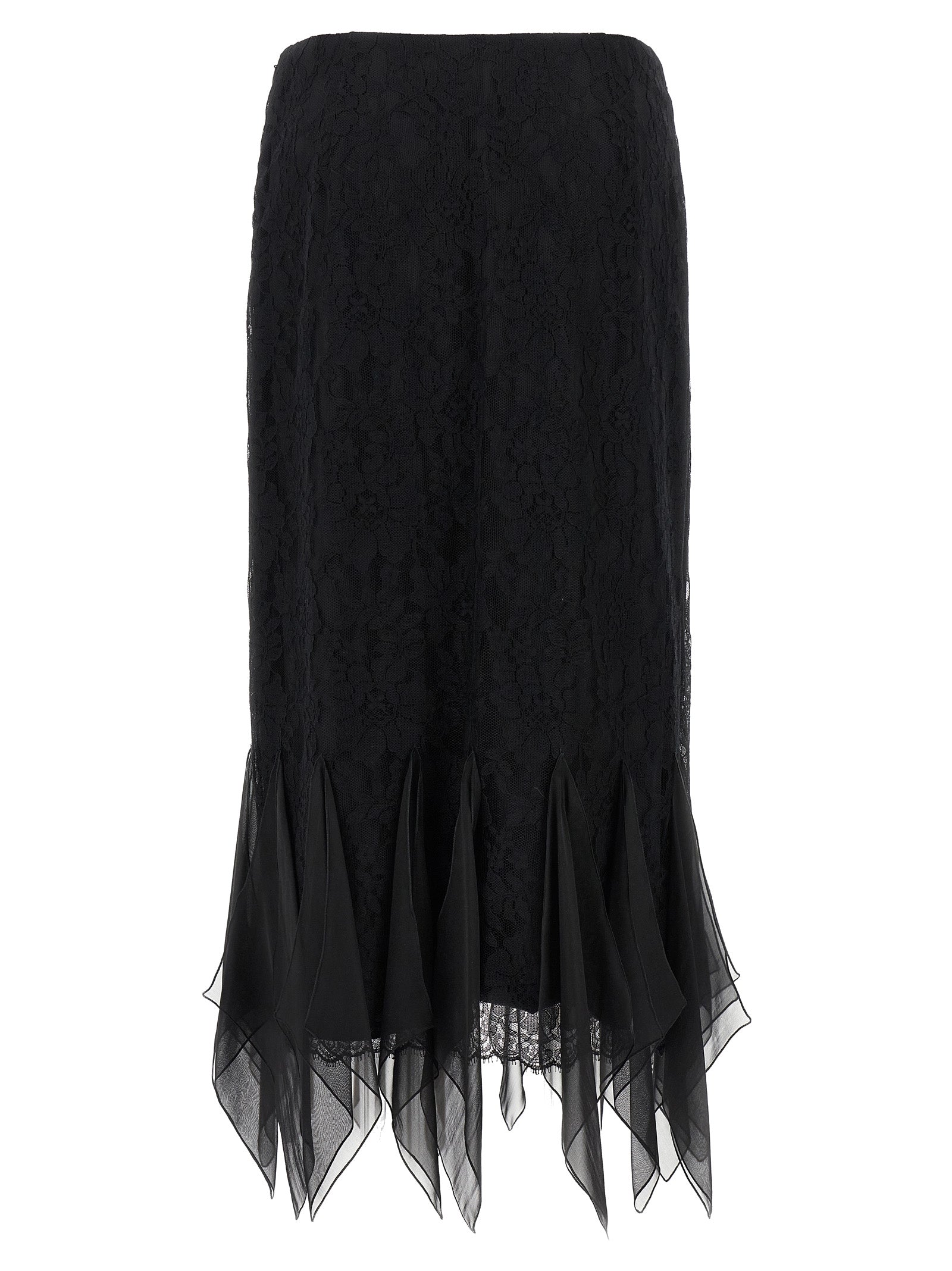Black Cotton Midi Skirt