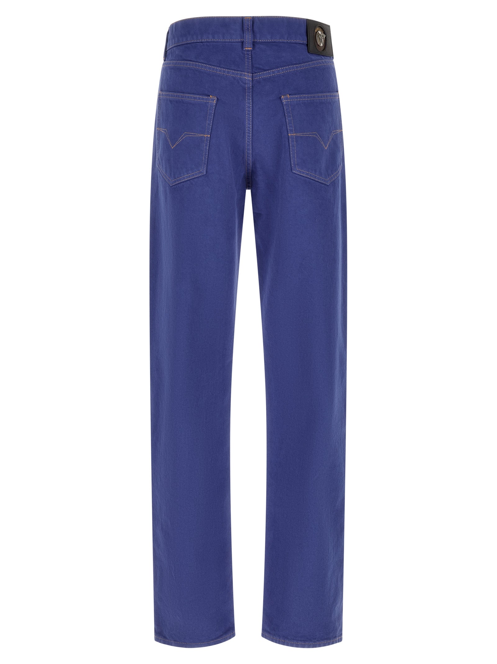 Blue Cotton Straight-Leg Jeans