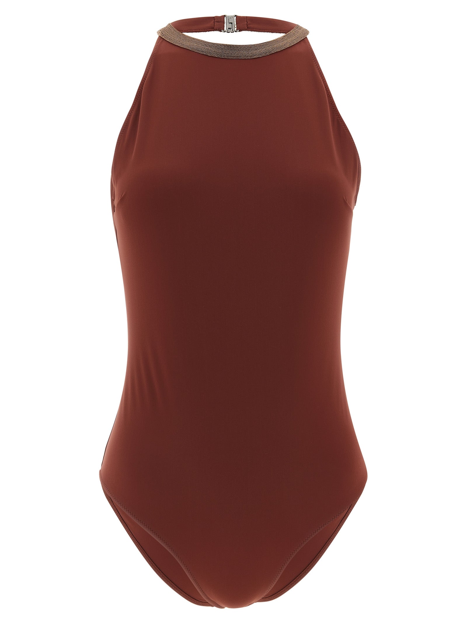 Bordeaux Polyamide One-Piece Swimsuit