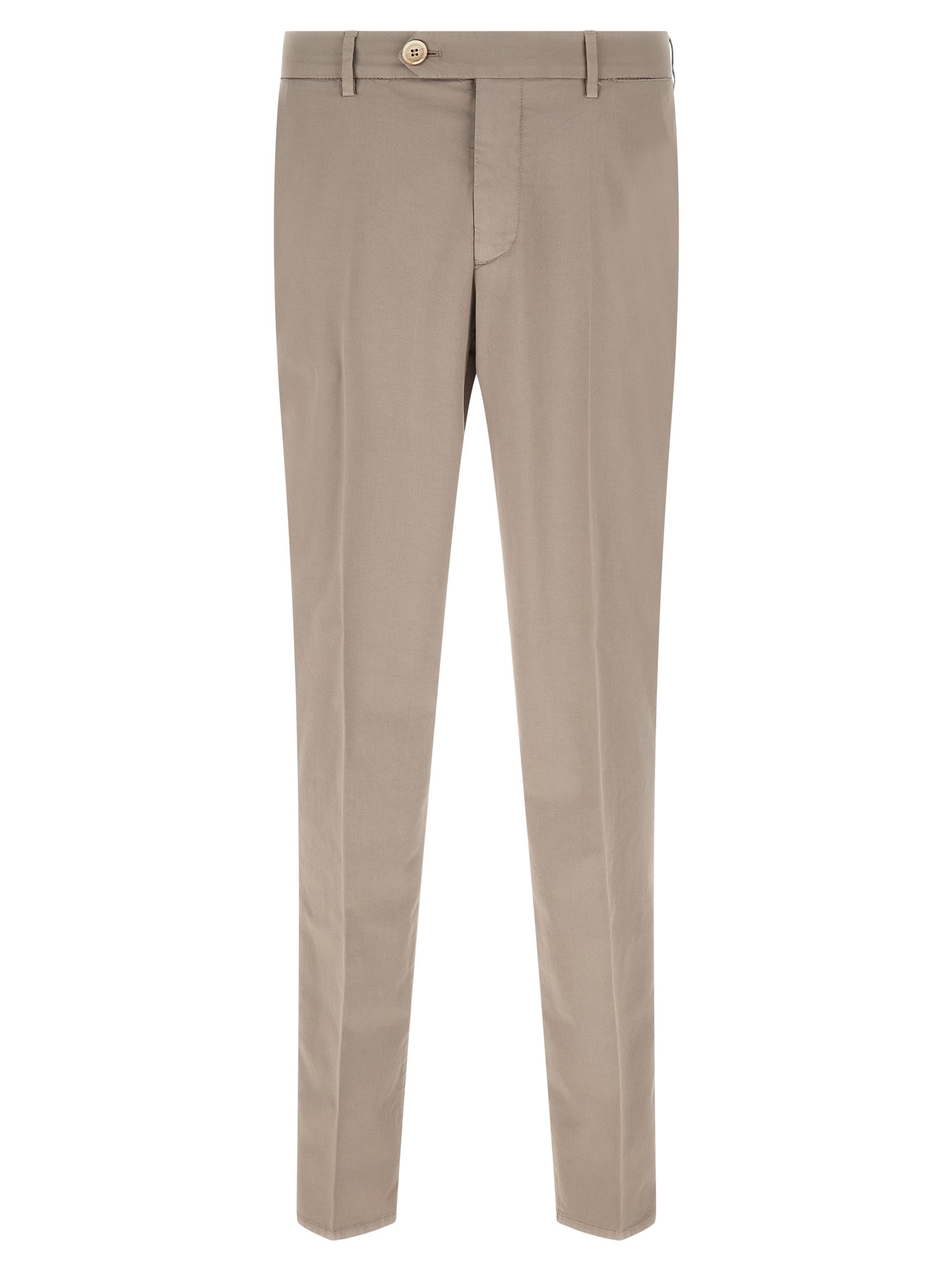 Beige Cotton Casual Pants