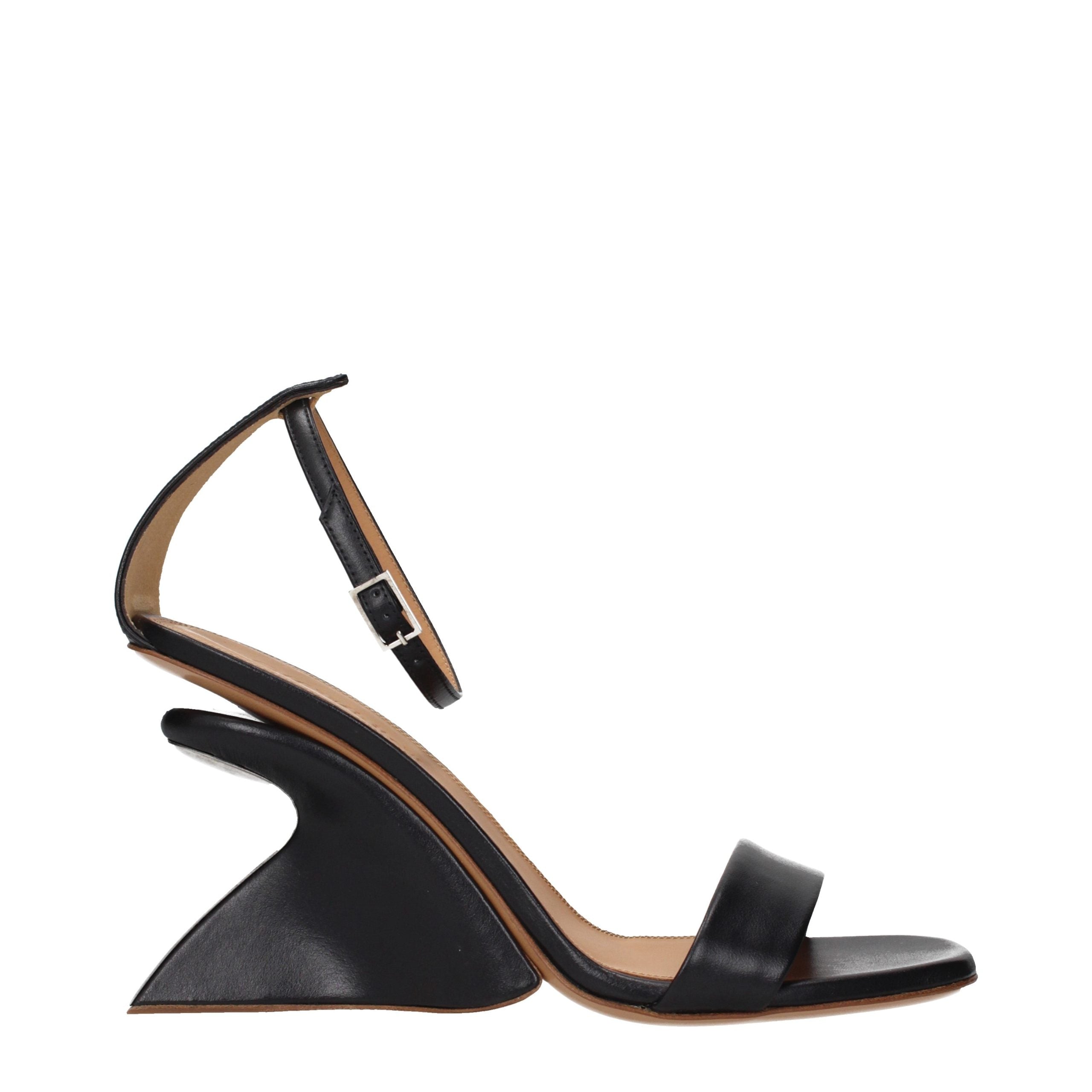 Off-White svarte stiletthælsandaler i skinn