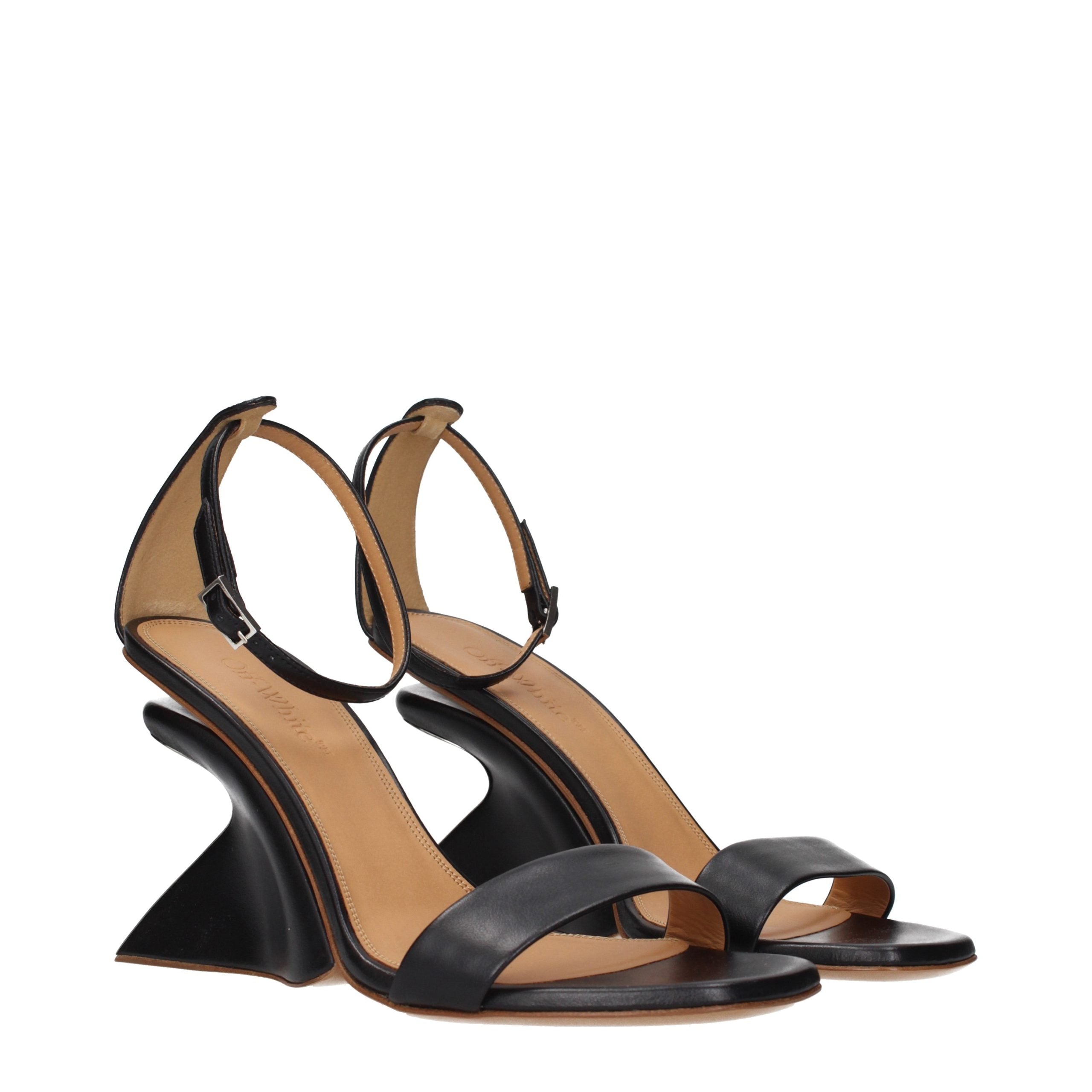 Off-White svarte stiletthælsandaler i skinn