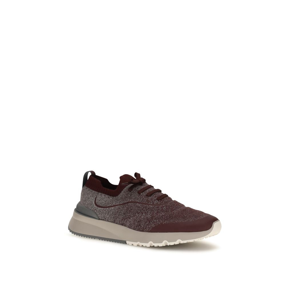 Brunello Cucinelli Bordeaux atletiske bomullssneakers