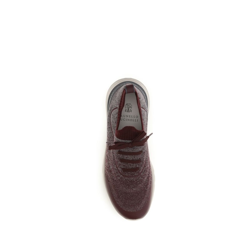 Brunello Cucinelli Bordeaux atletiske bomullssneakers