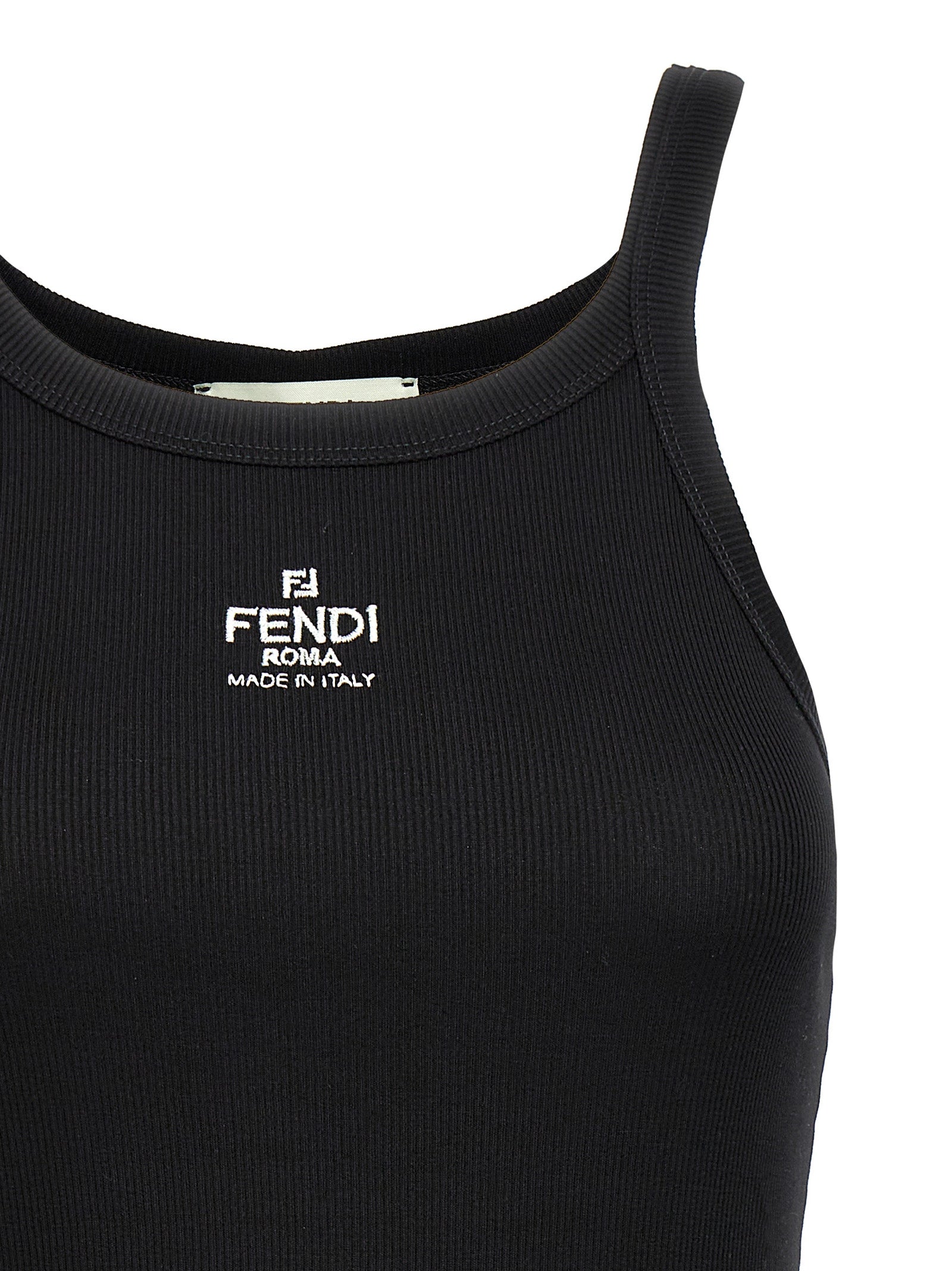 Fendi ermeløs t-skjorte i svart bomull