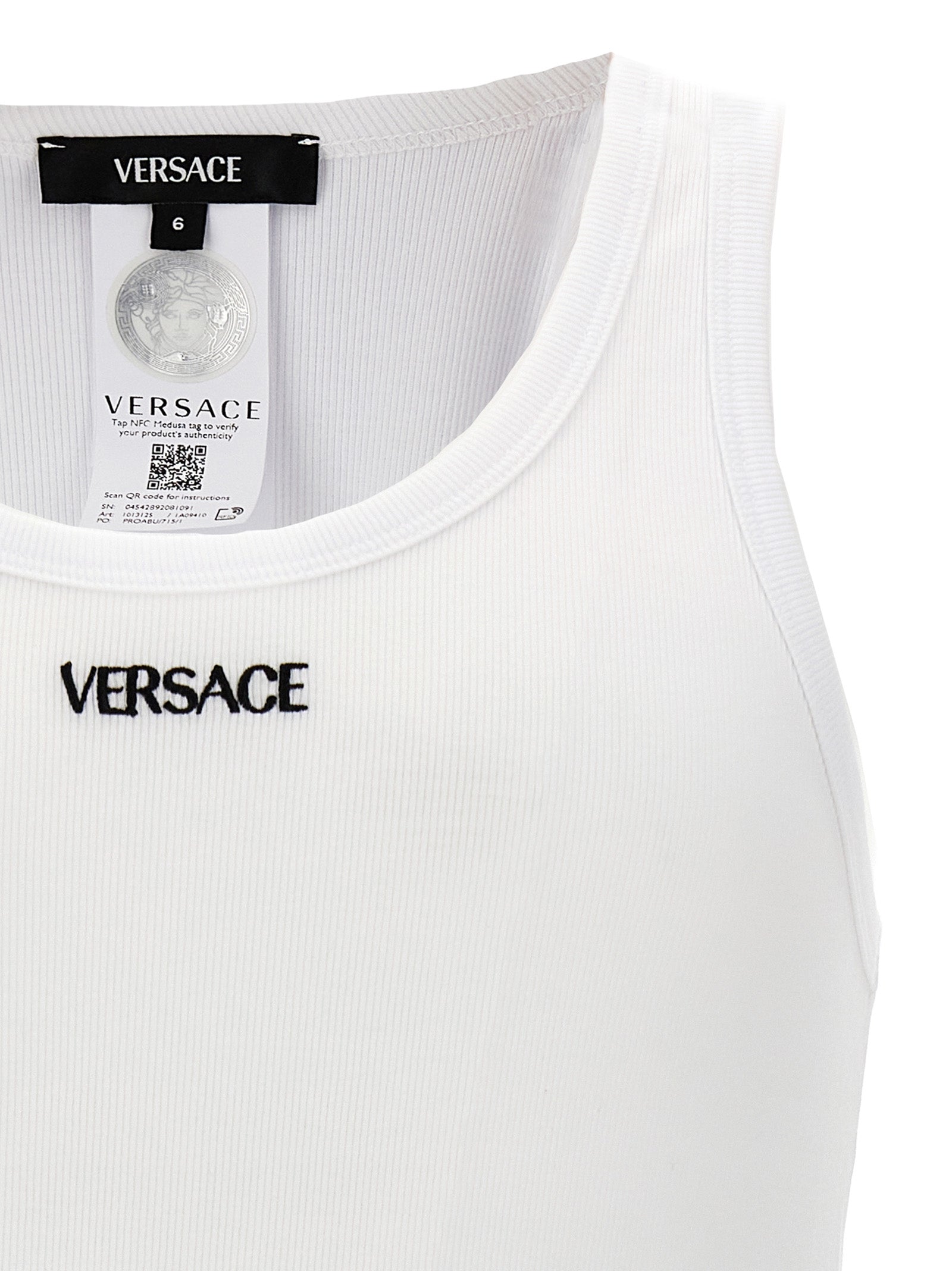 White Cotton Sleeveles T-Shirt