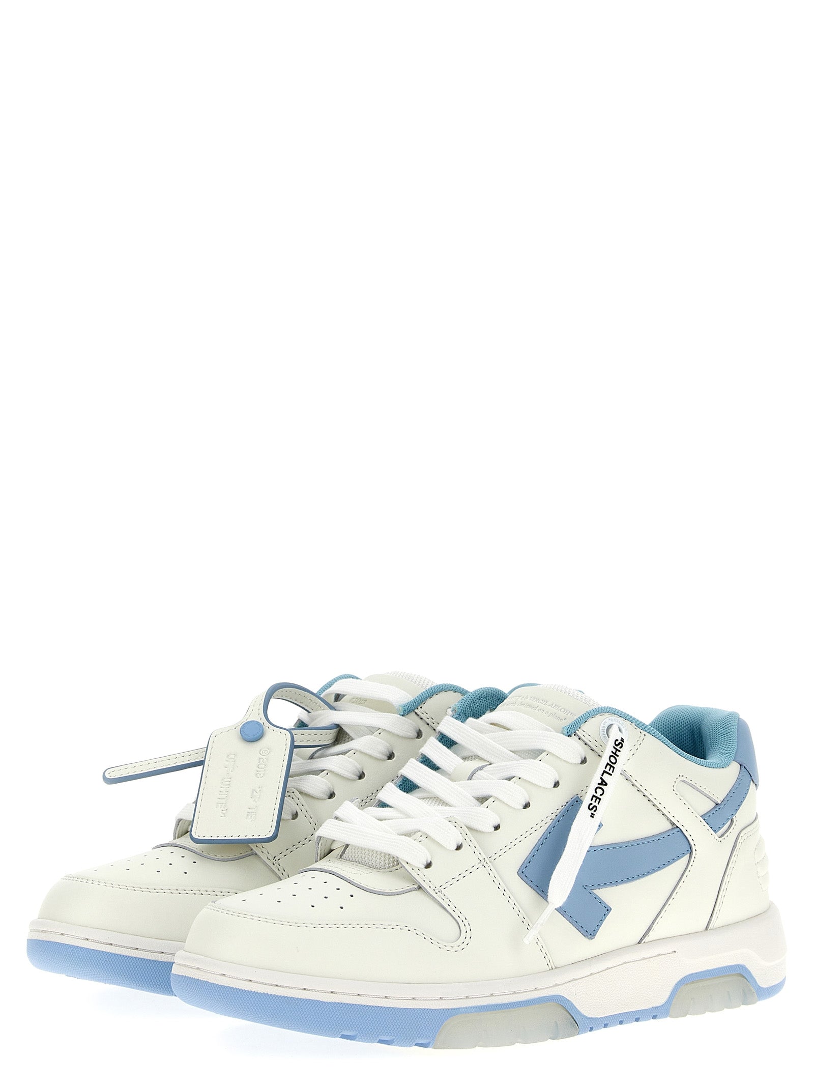 Blue Bovine Leather Low Top Sneakers