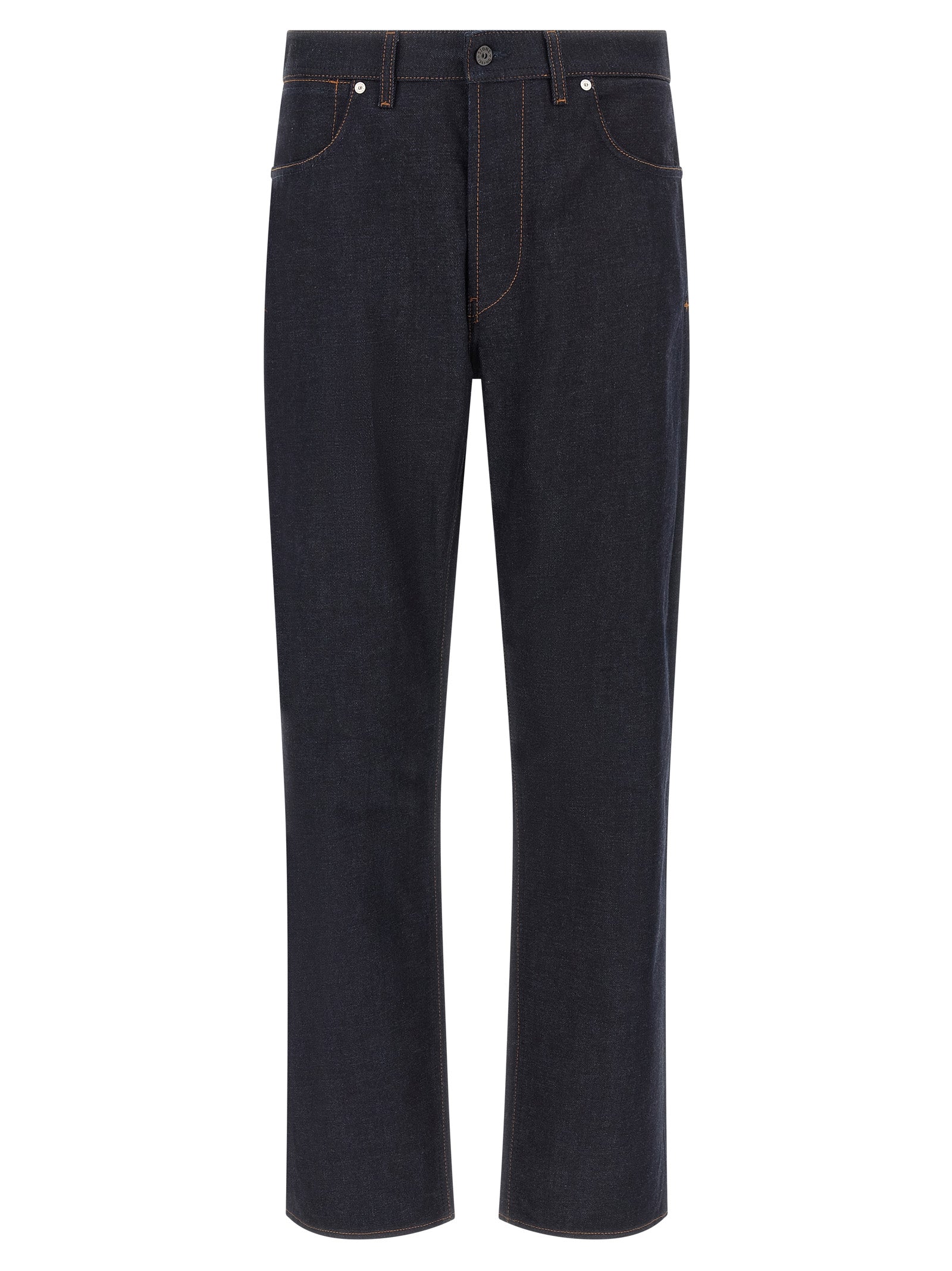 Blue Cotton Straight-Leg Jeans