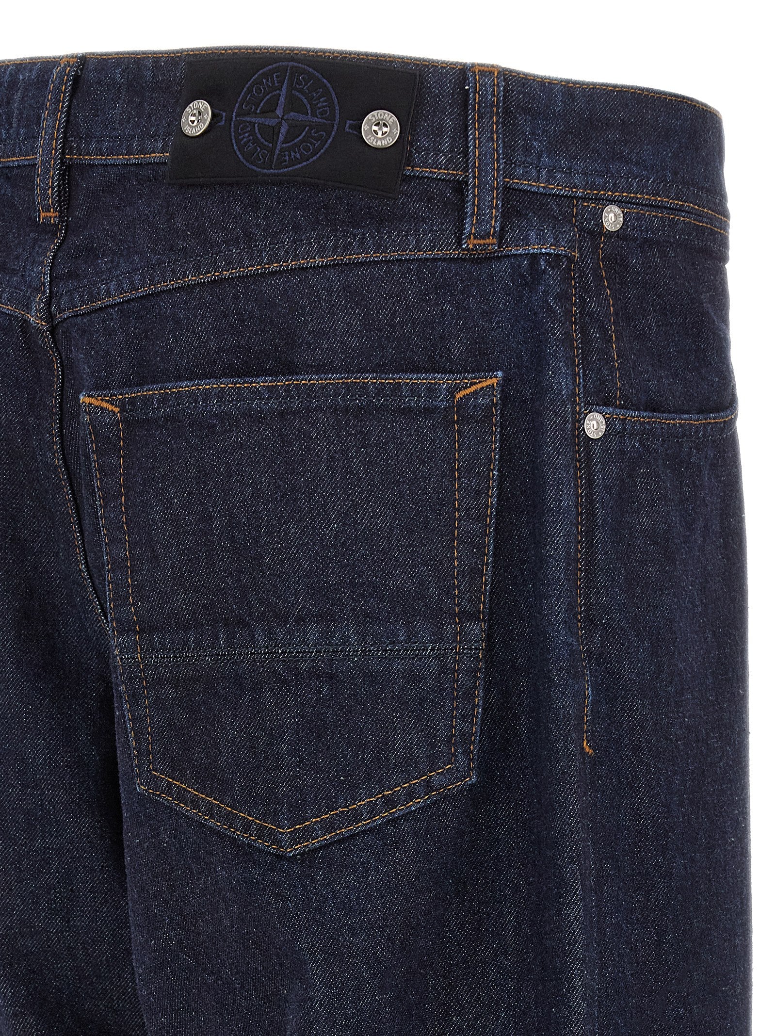 Blue Cotton Straight-Leg Jeans