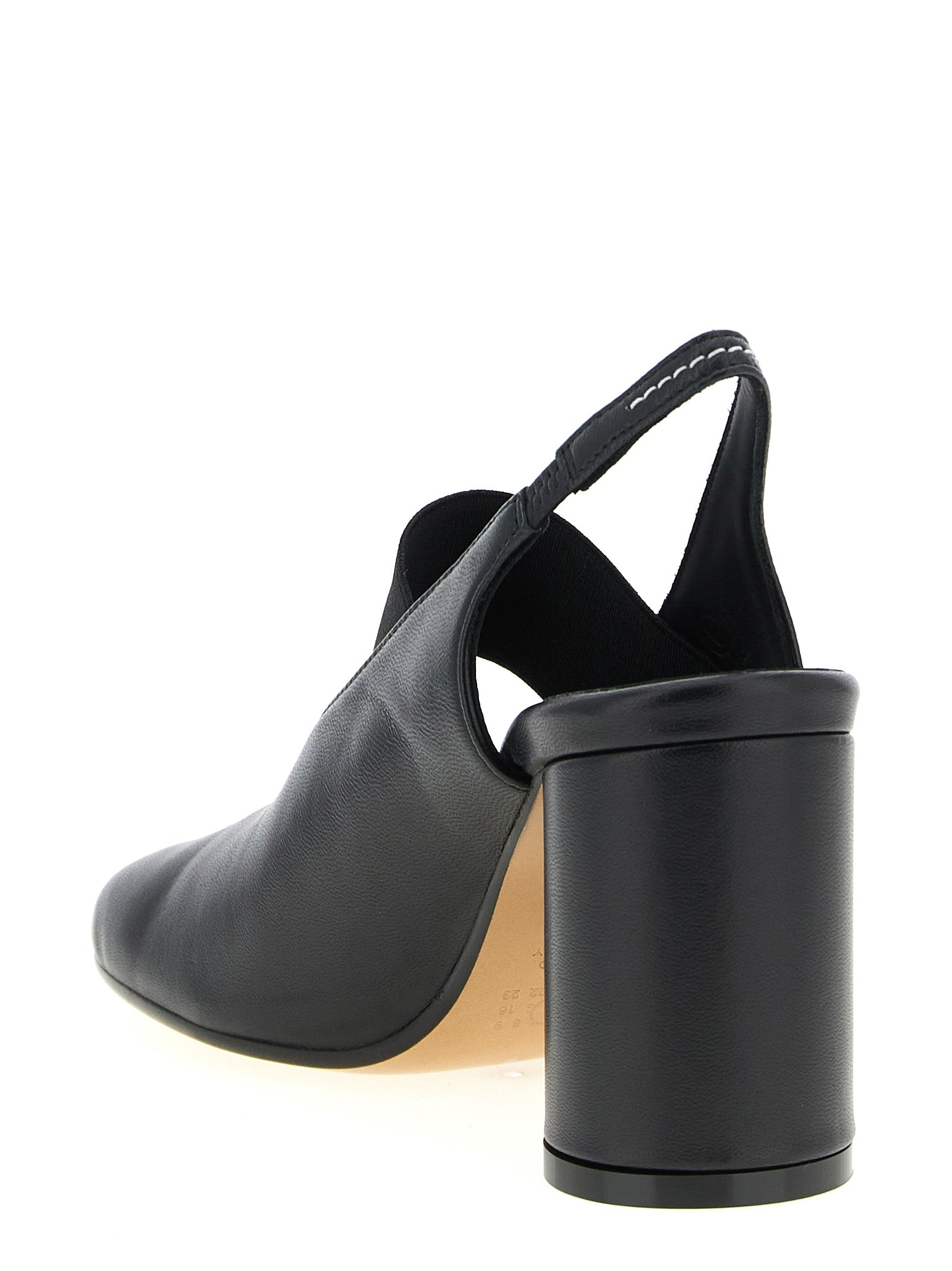 Black Lamb Leather Mid Heel Pumps