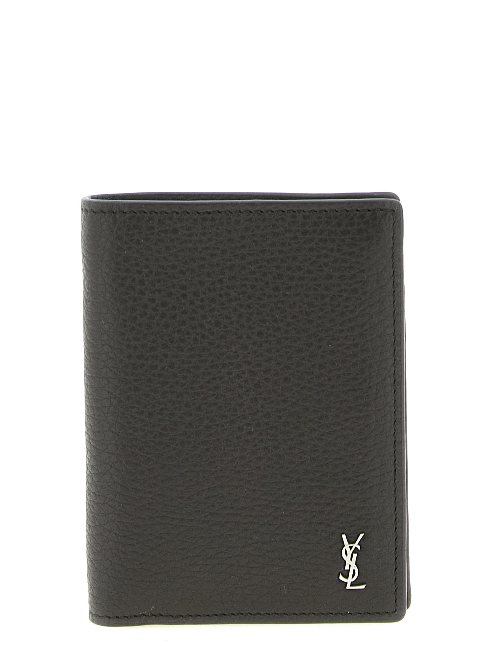Saint Laurent lommebok i brunt kalveskinn
