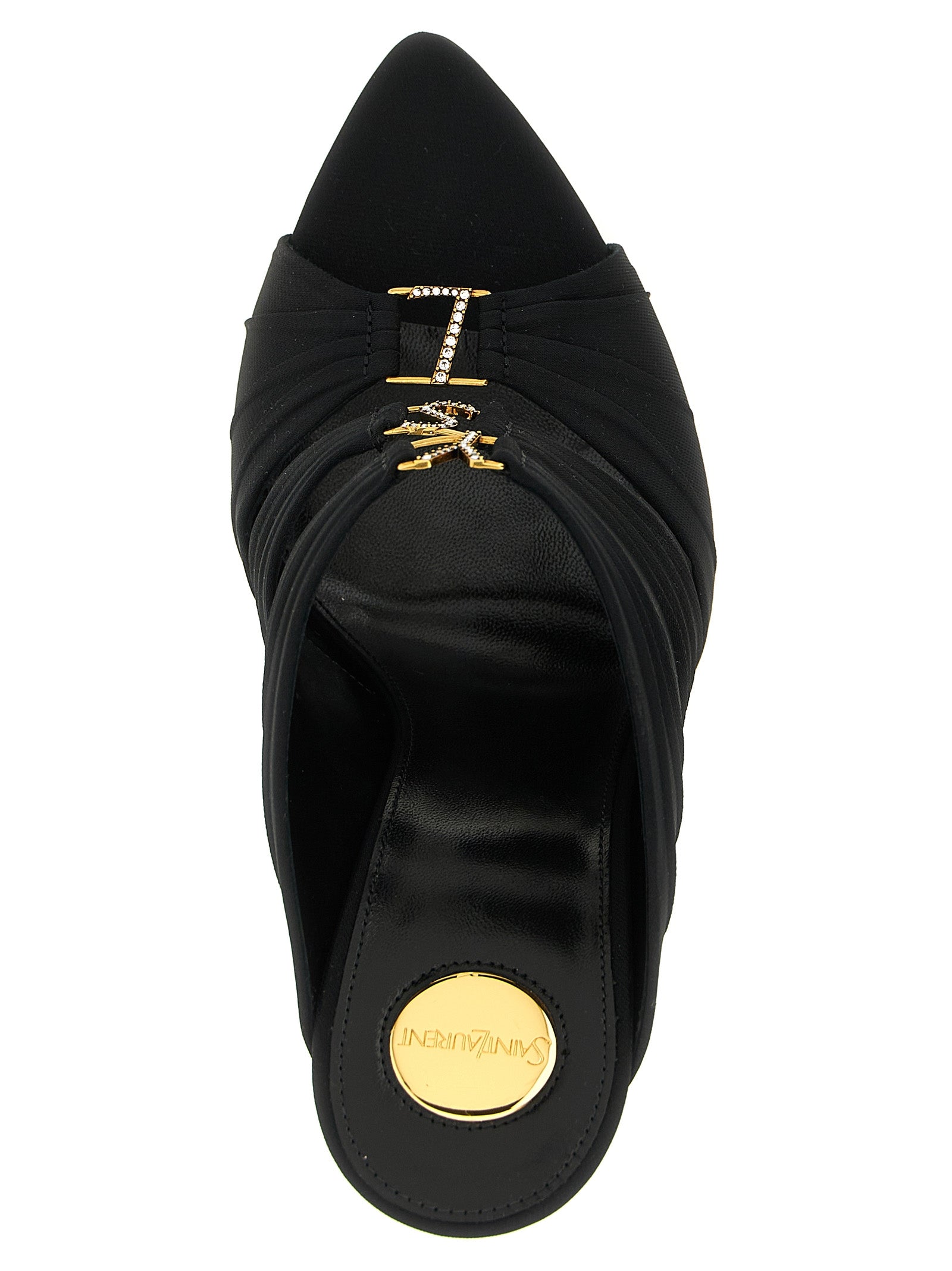 Black Viscose Stiletto Heel Sandals