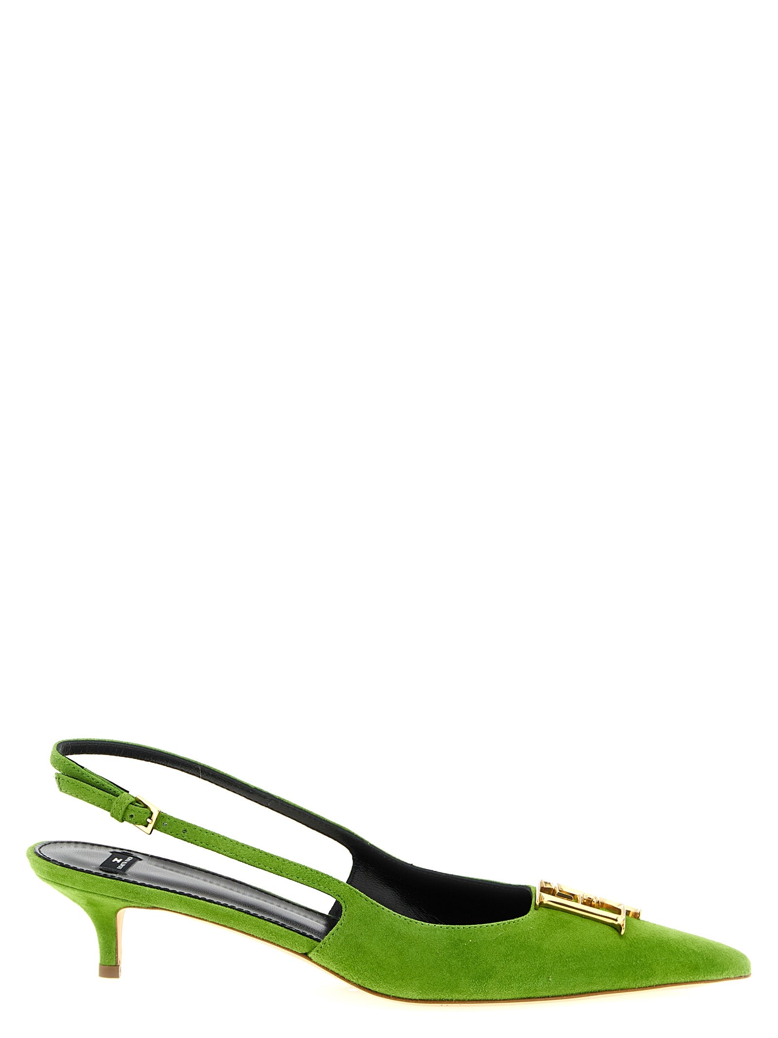 Bicolor Leather Mid Heel Pumps