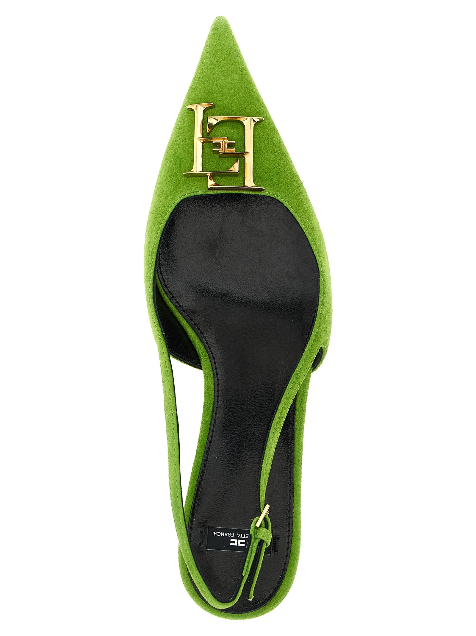 Bicolor Leather Mid Heel Pumps