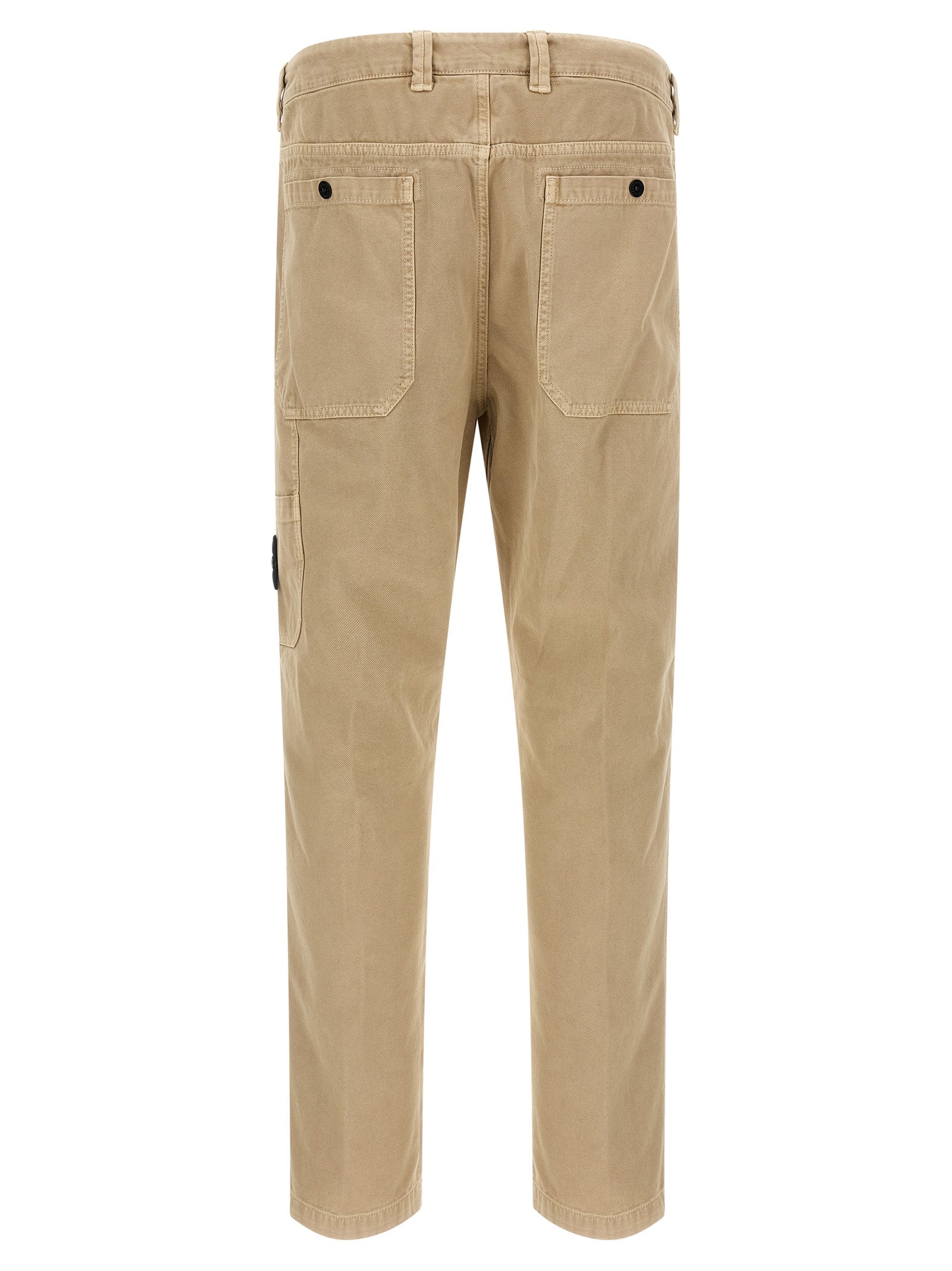 Beige Cotton Casual Pants