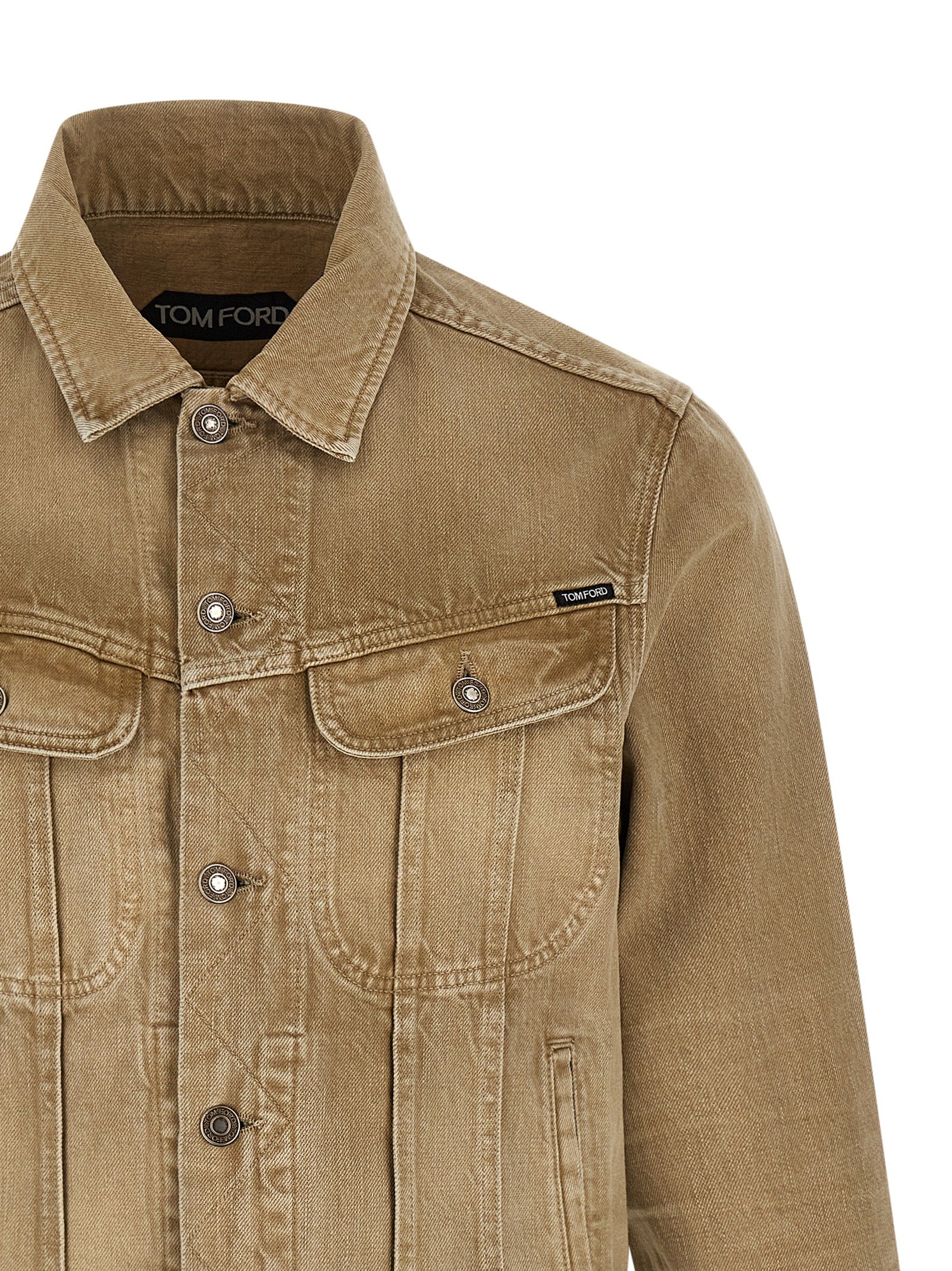 Beige Cotton Denim Jacket