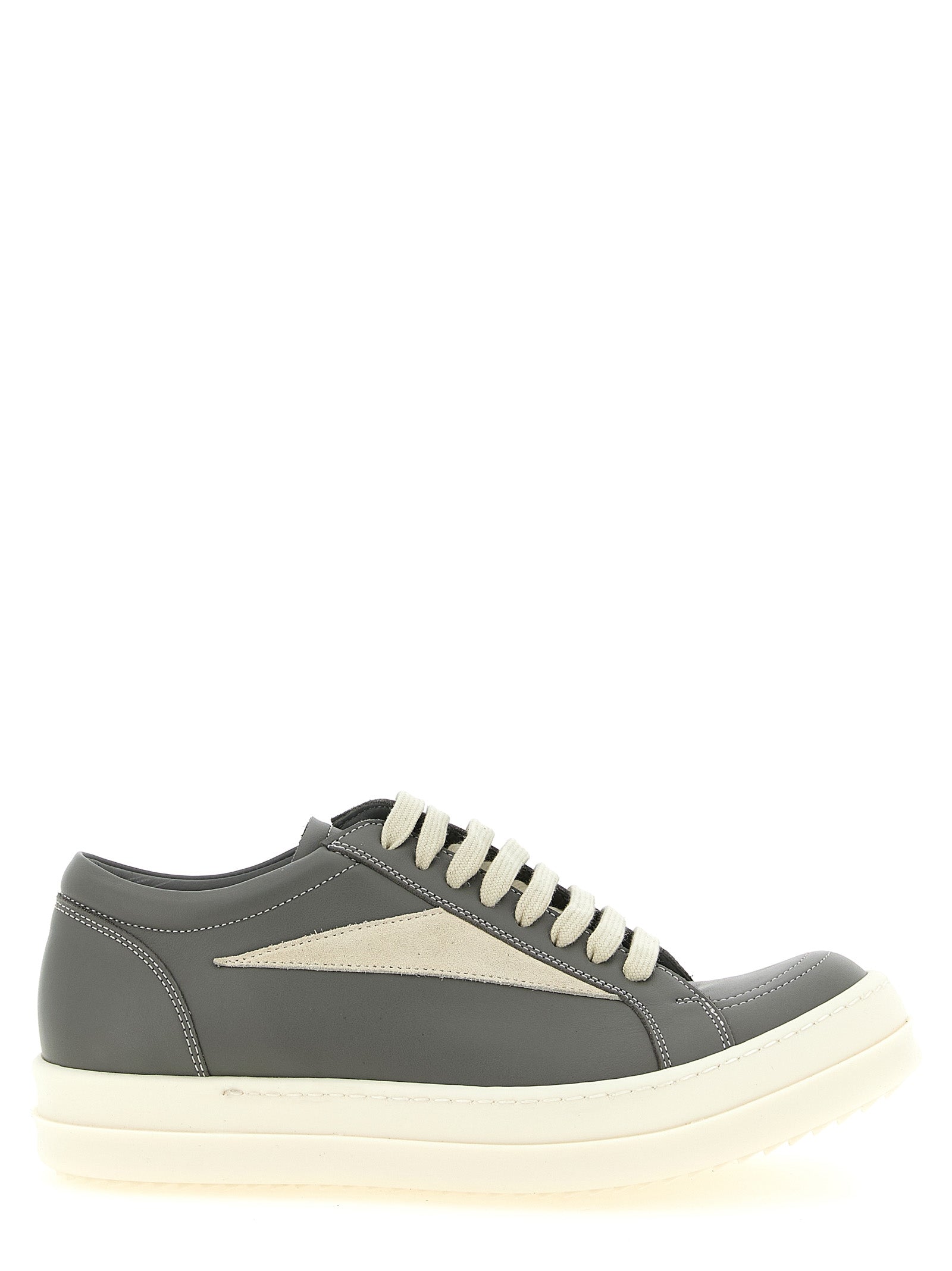 Rick Owens grå lave sneakers i kuskinn