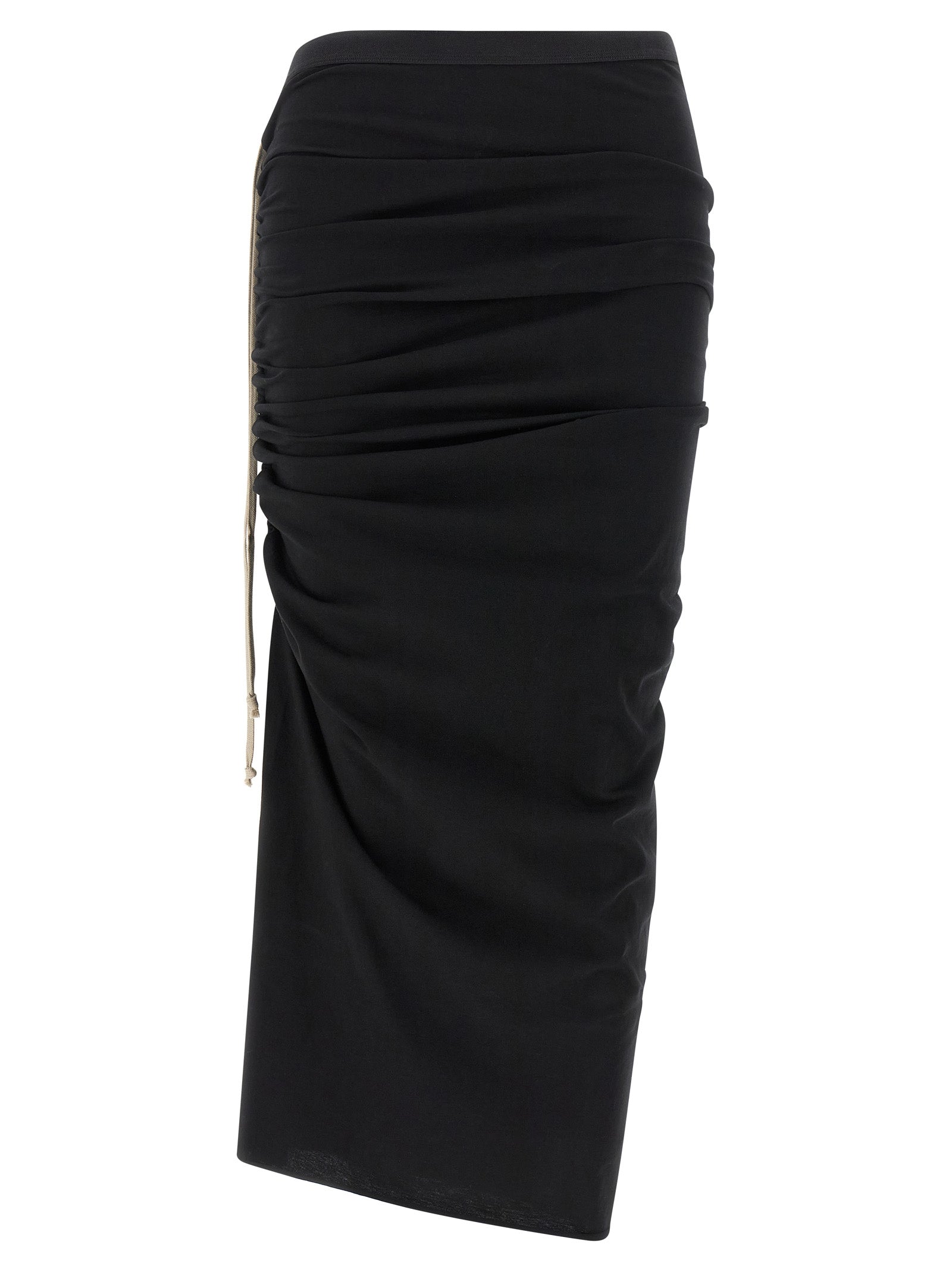 Black Cotton Midi Skirt