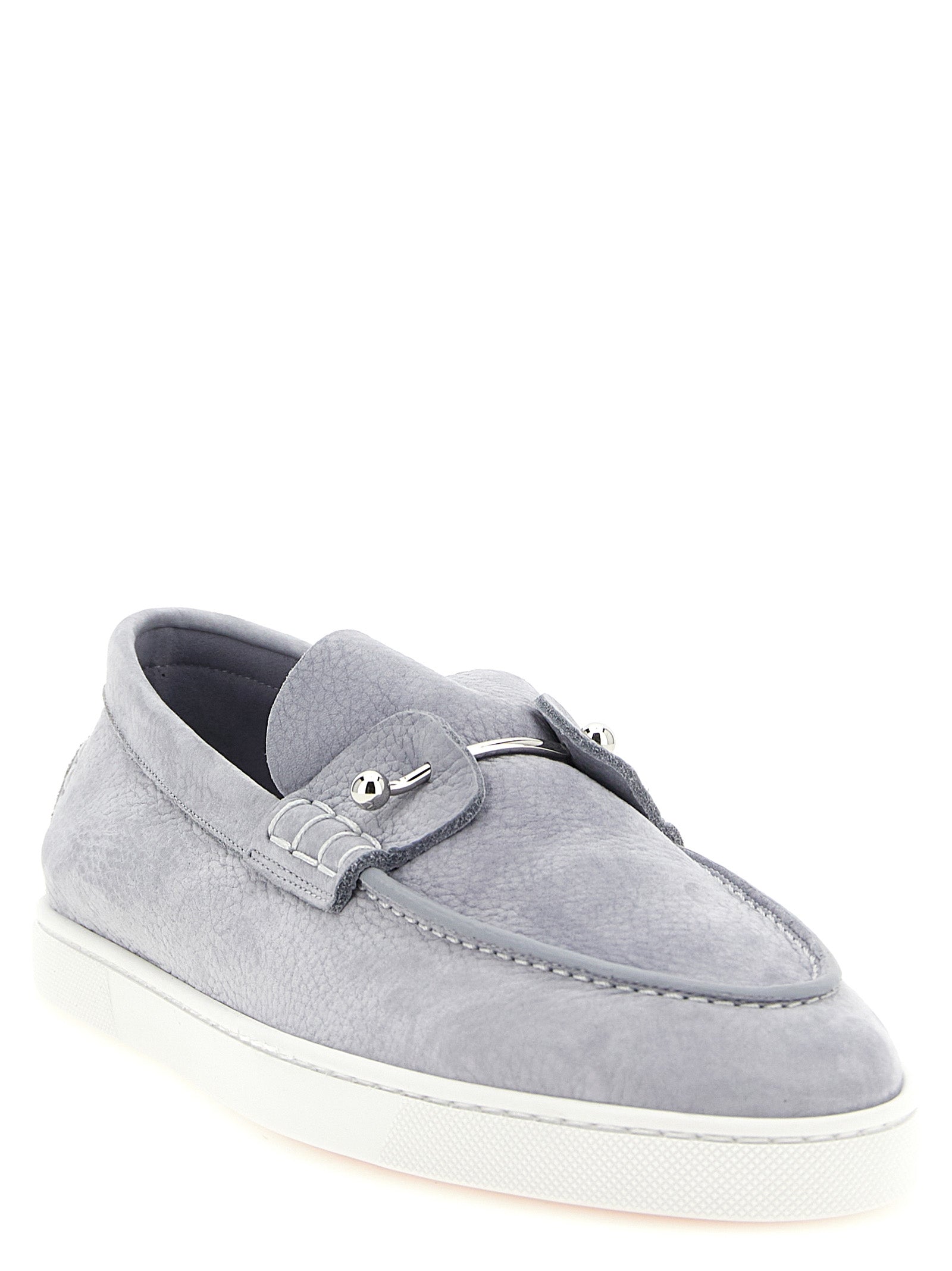 Gray Calfskin Slip-On Loafers