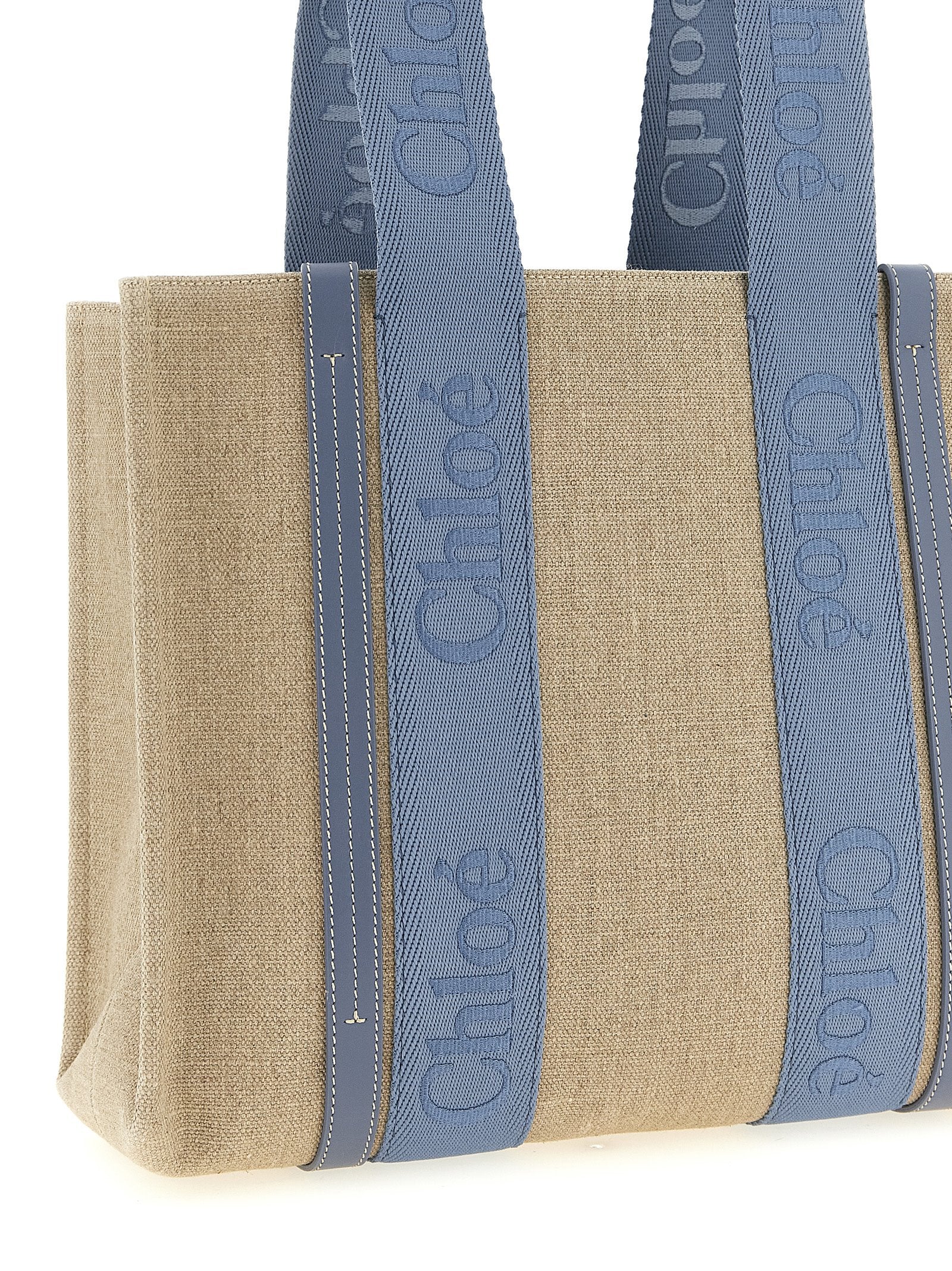 Blue Linen Tote Bag