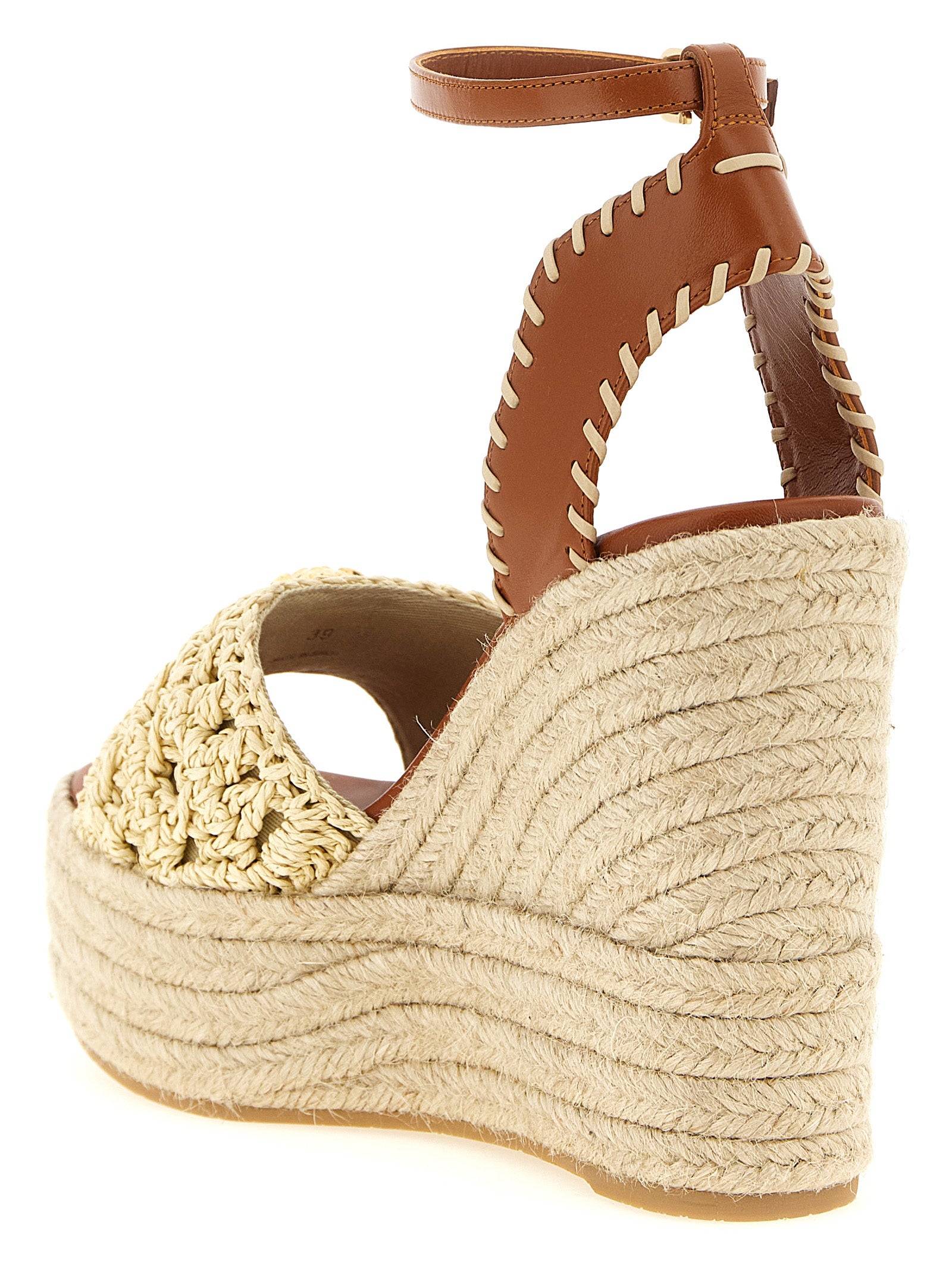 Beige Lamb Leather Wedge Sandals