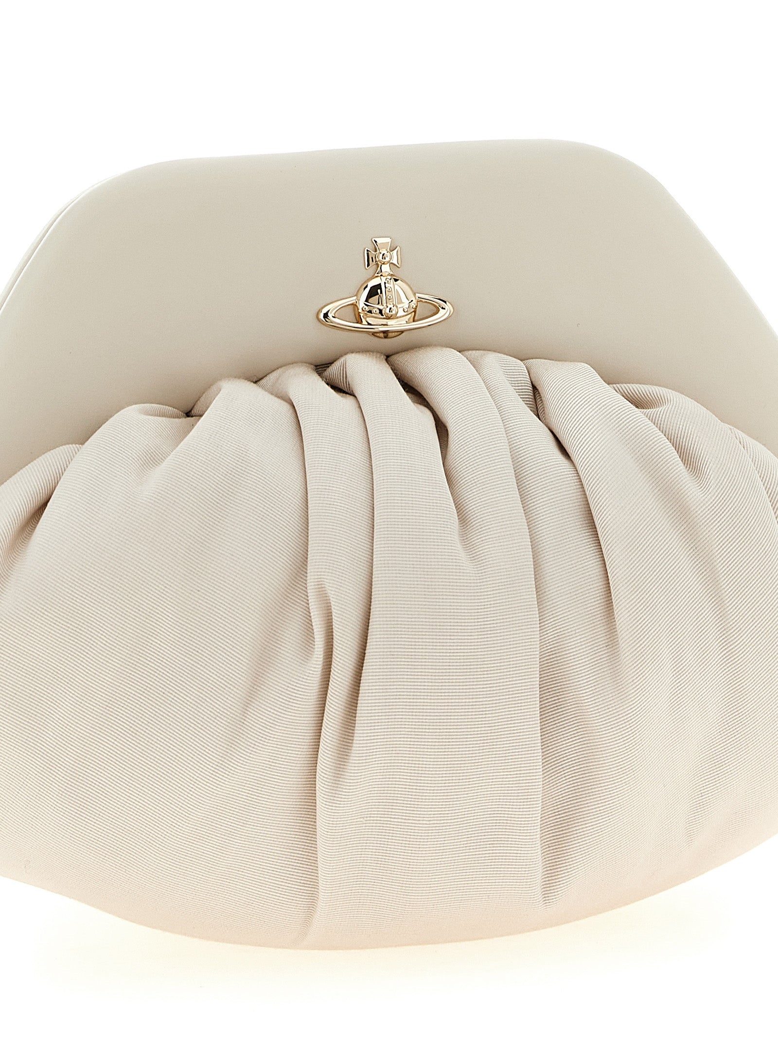 Beige Viscose Clutch Bag