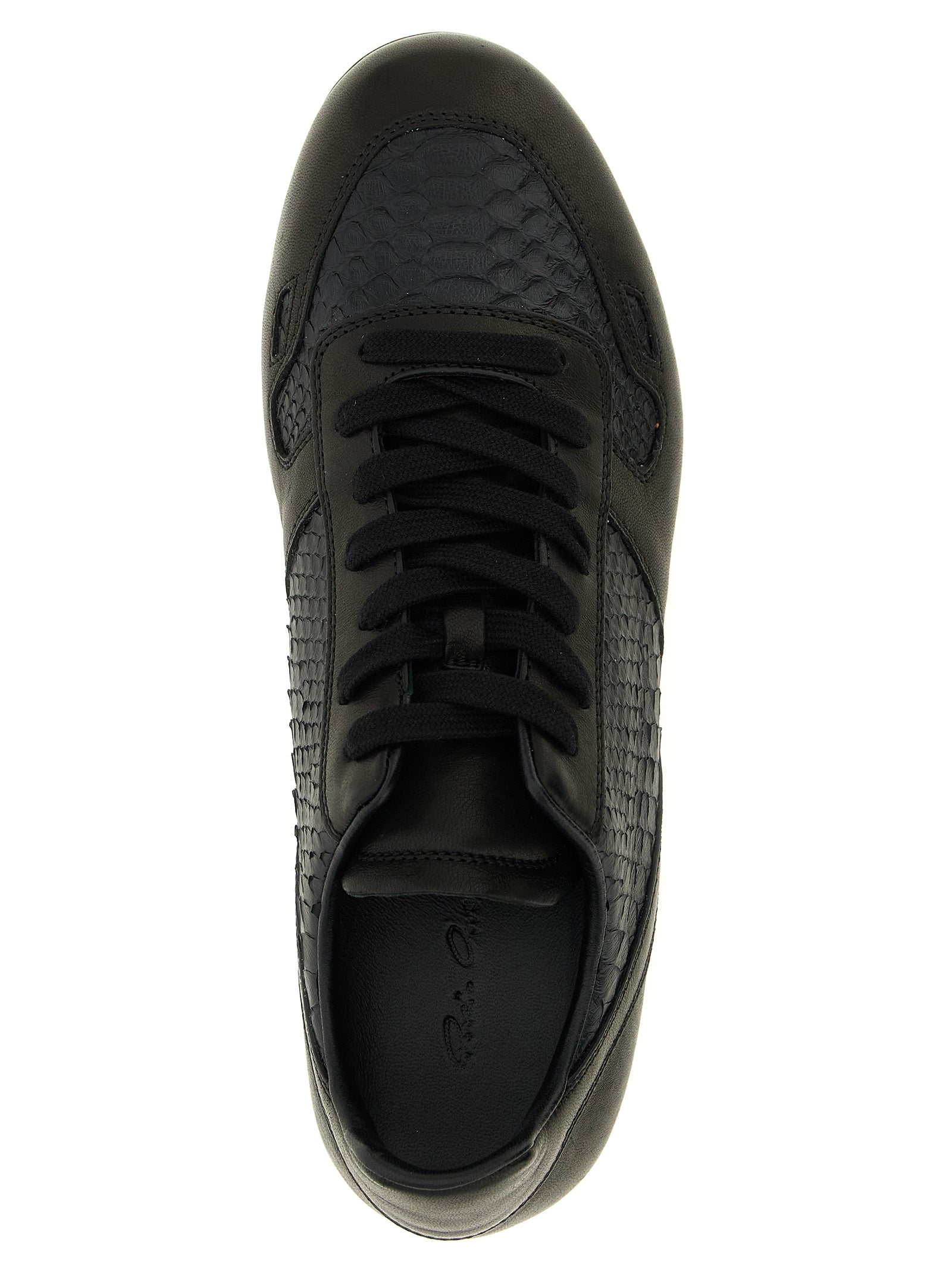 Black Lamb Leather Low Top Sneakers